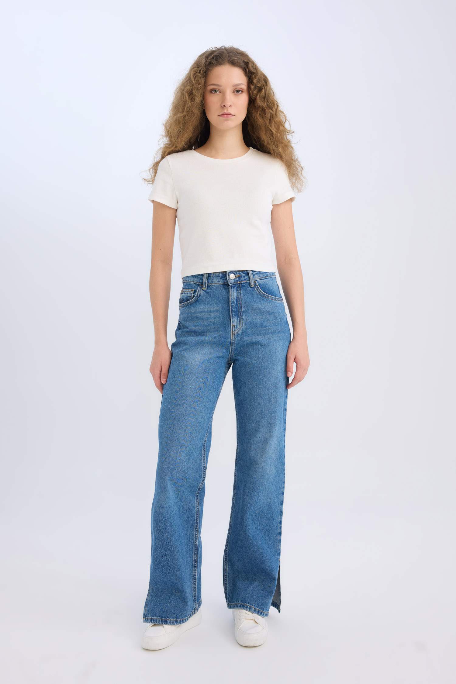 90's Wide Leg High Waist Straight Leg Long Jeans