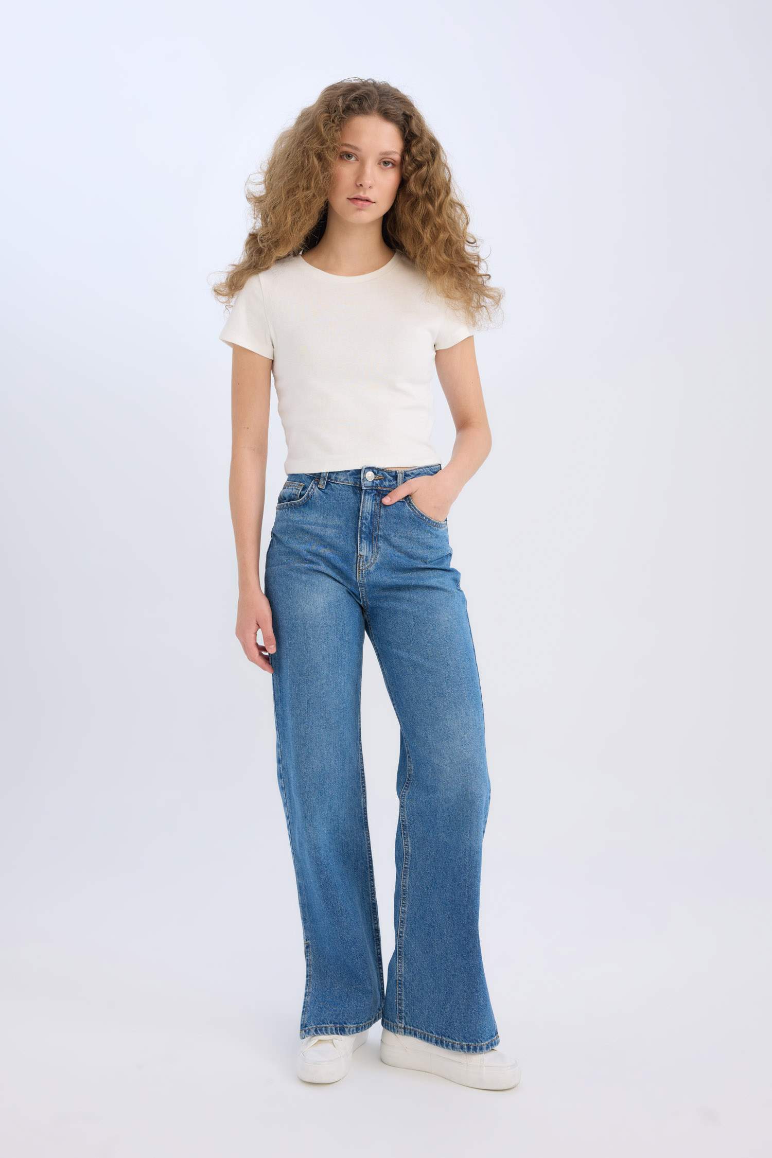 90's Wide Leg High Waist Straight Leg Long Jeans