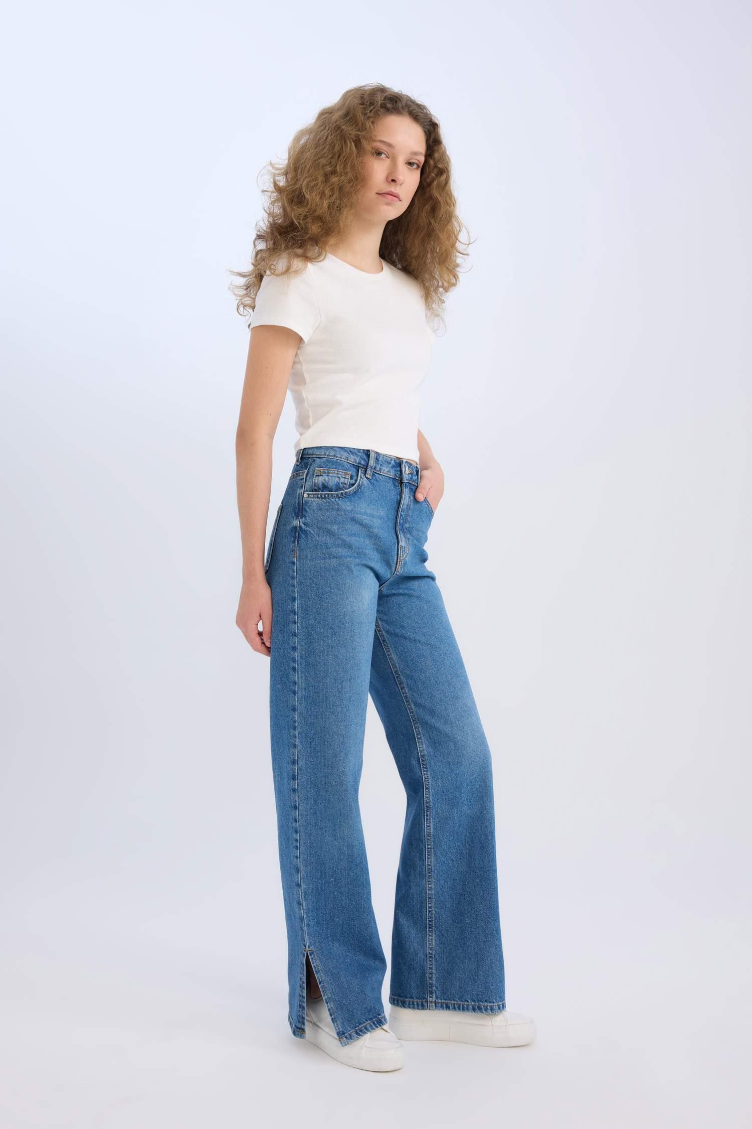 90's Wide Leg High Waist Straight Leg Long Jeans