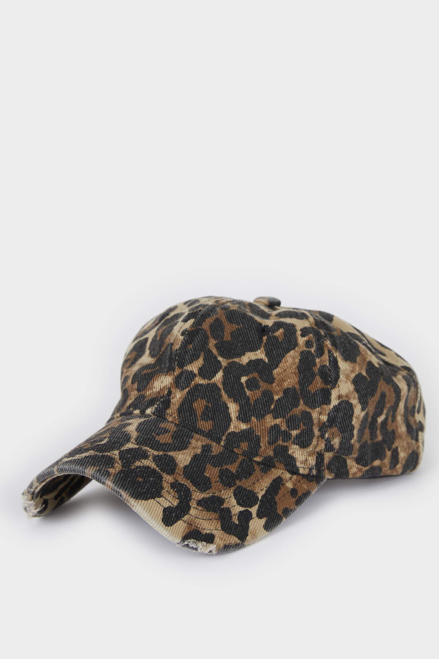 Kadın Leopar Desenli Dokuma Beyzbol Basketbol Şapkası