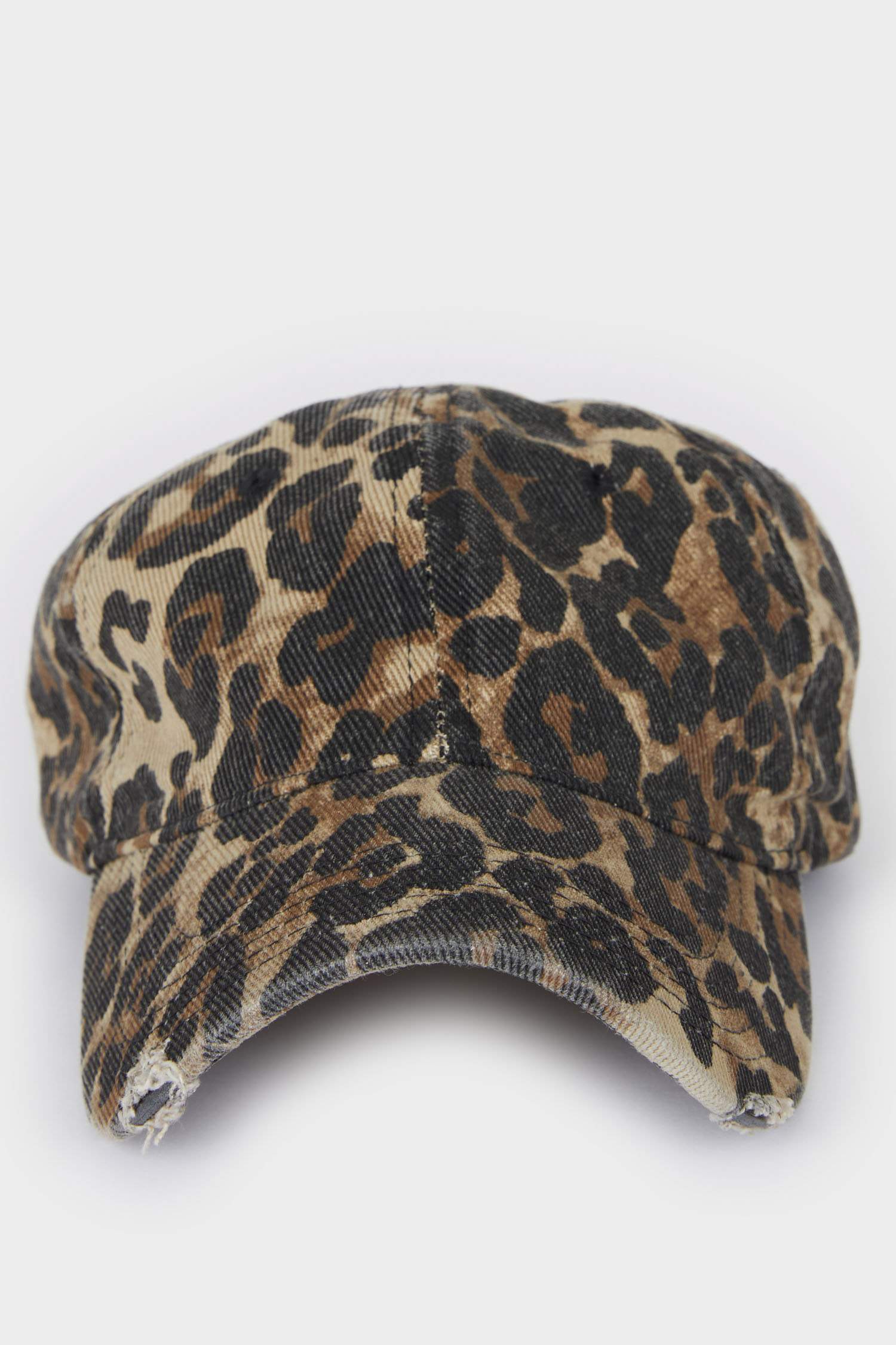 Kadın Leopar Desenli Dokuma Beyzbol Basketbol Şapkası