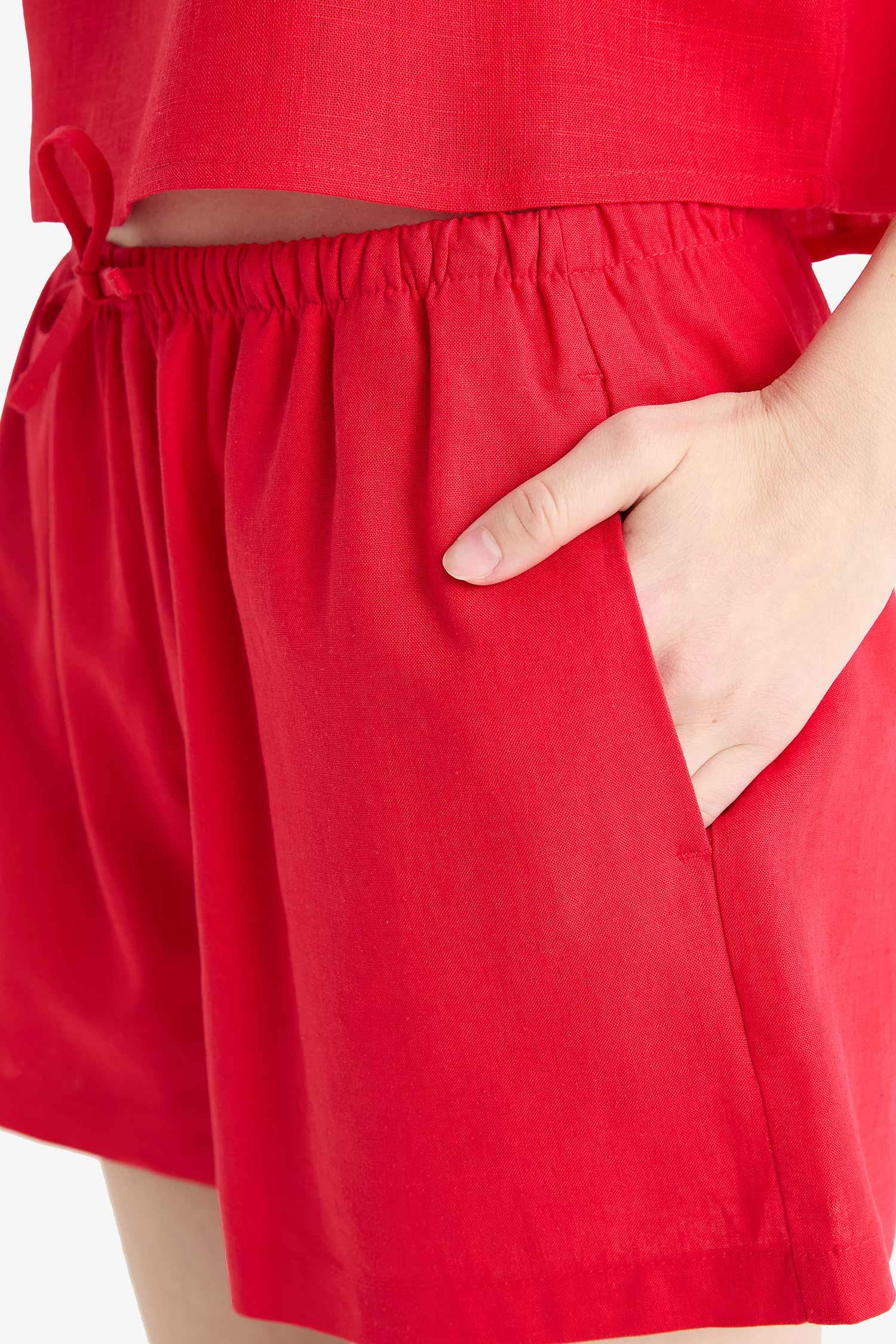 Coool Regular Fit Normal Bel Kısa Paça Keten Karışımlı Şort