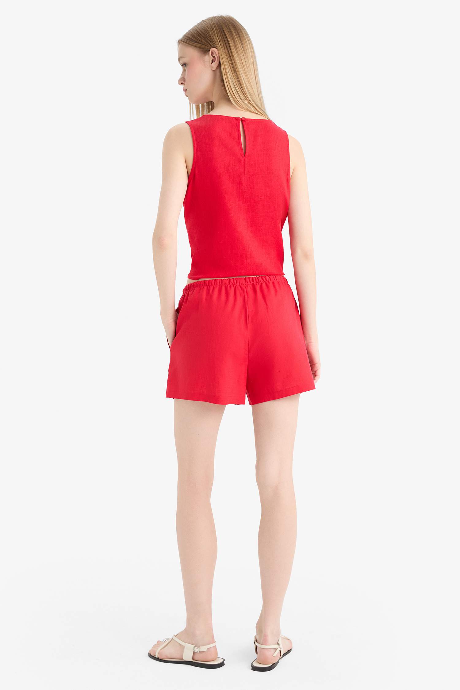 Coool Regular Fit Normal Bel Kısa Paça Keten Karışımlı Şort