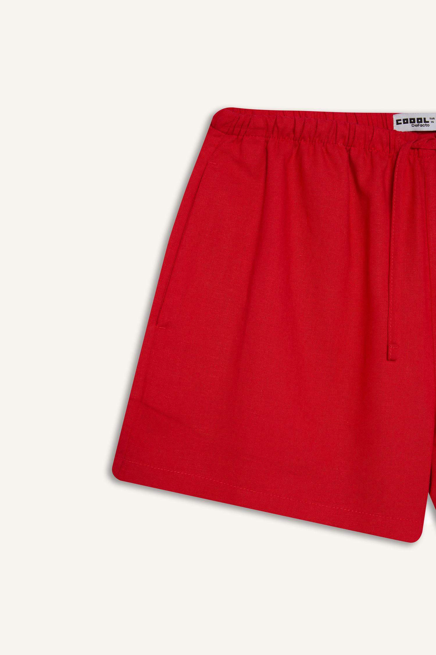 Coool Regular Fit Normal Bel Kısa Paça Keten Karışımlı Şort