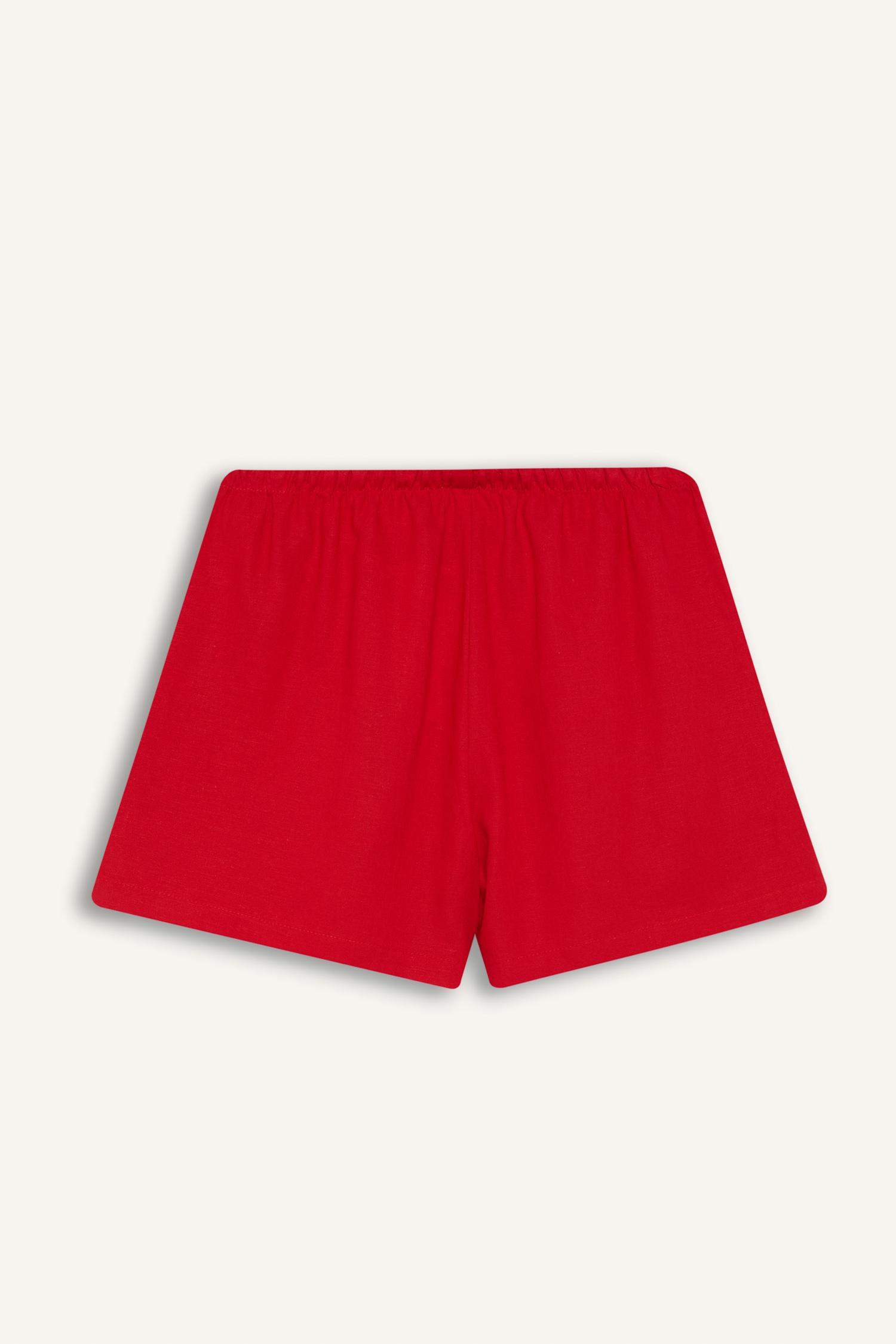 Coool Regular Fit Normal Bel Kısa Paça Keten Karışımlı Şort