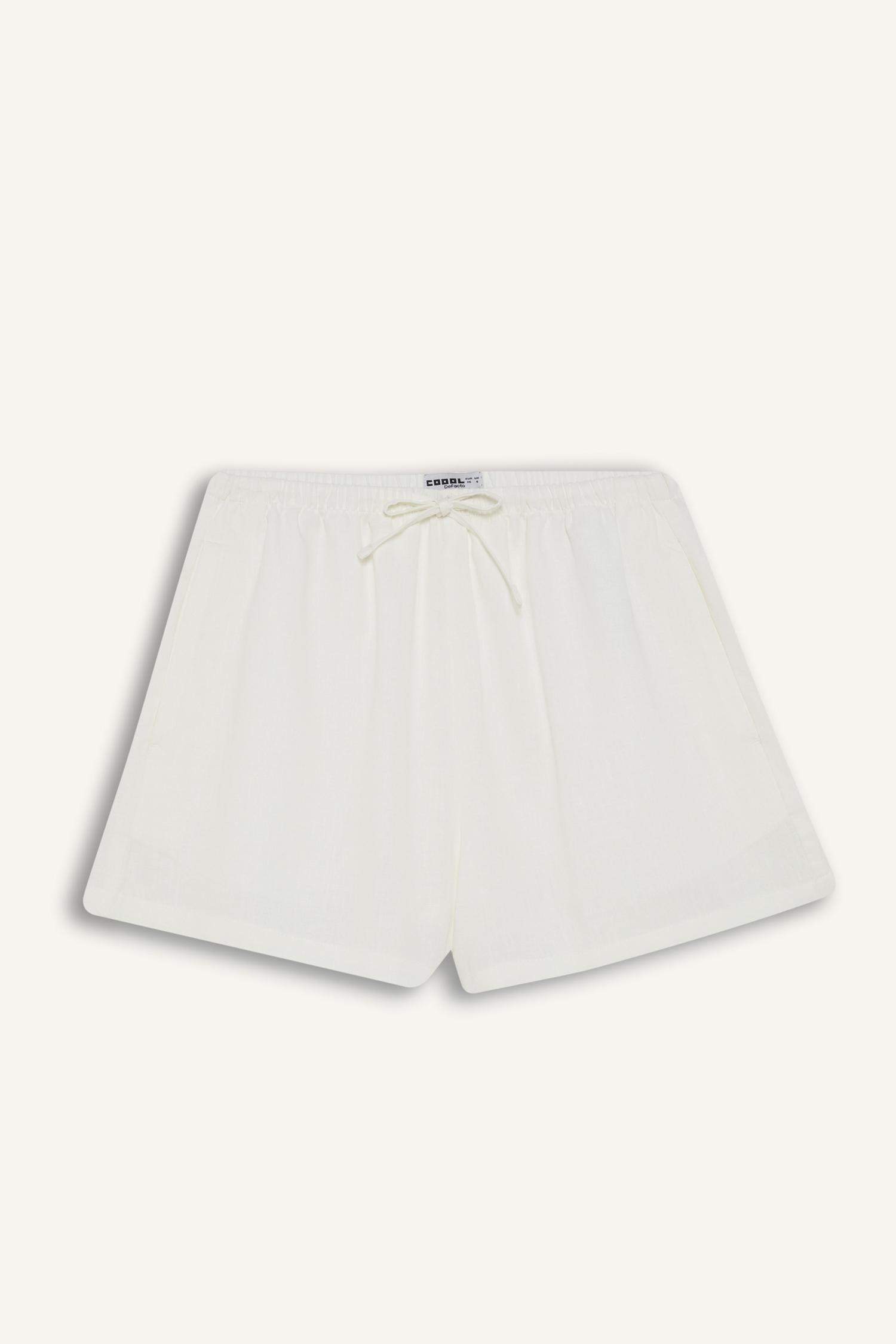 Coool Regular Fit Normal Bel Kısa Paça Keten Karışımlı Şort