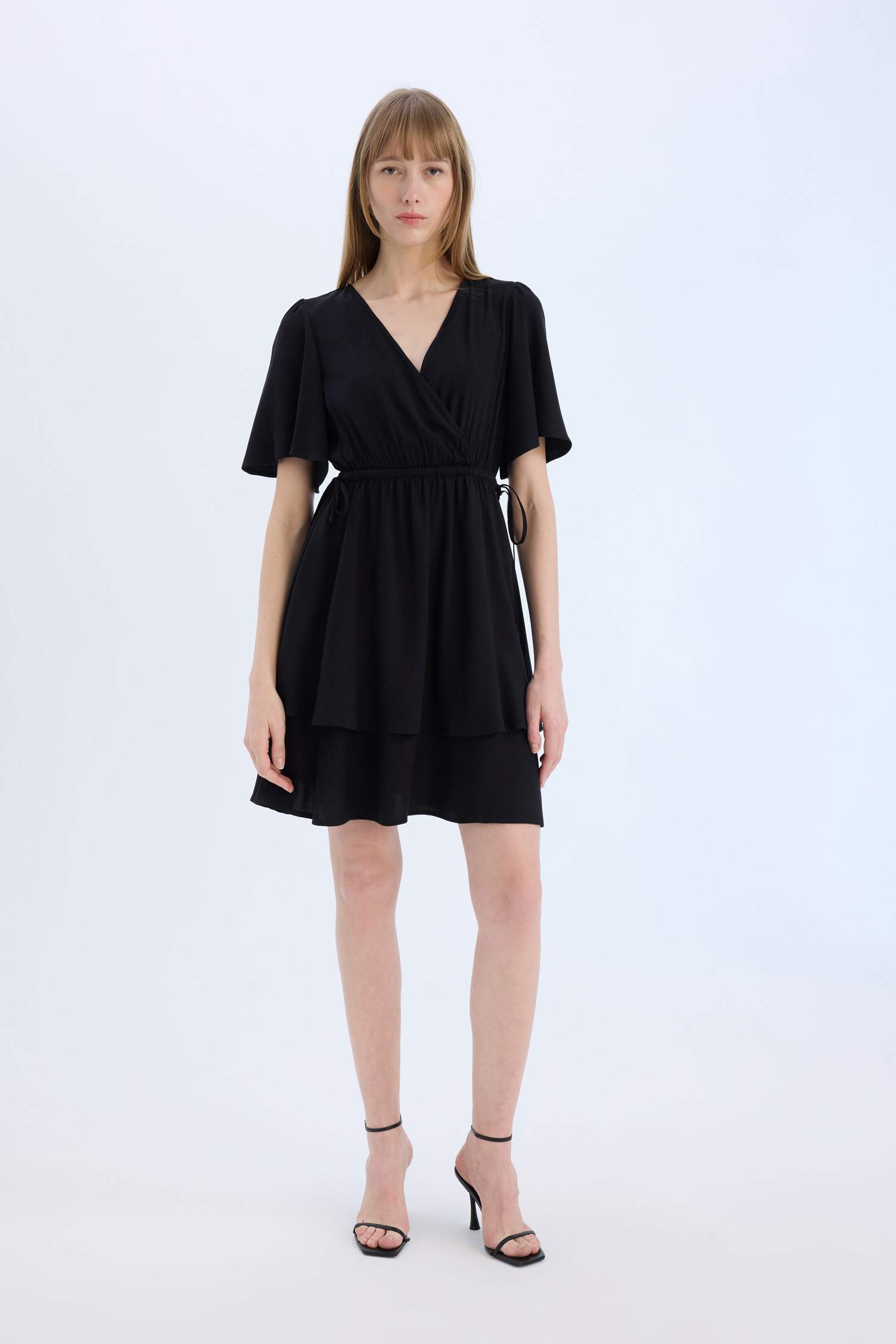 Платье с запахом, короткий рукав, марокканский стиль