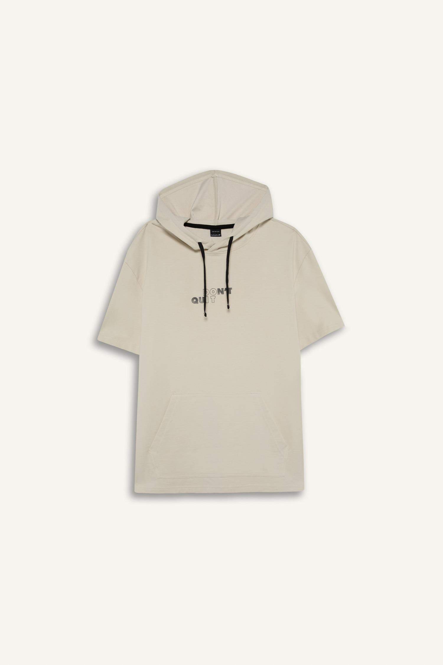 DeFactoFit Standard Fit Hooded Printed Sports T-Shirt