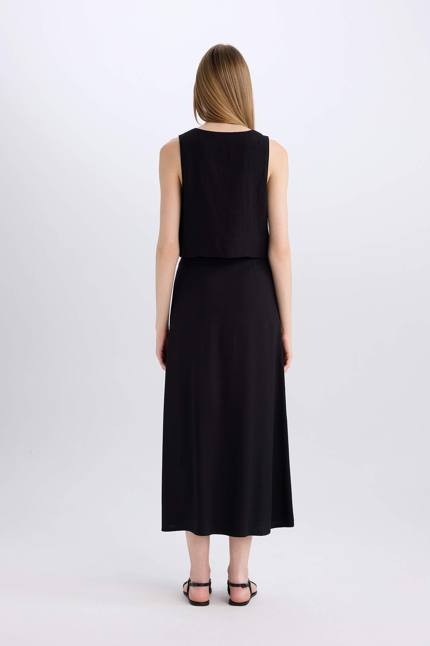 Юбка макси А-силуэта со средней талией из марокена