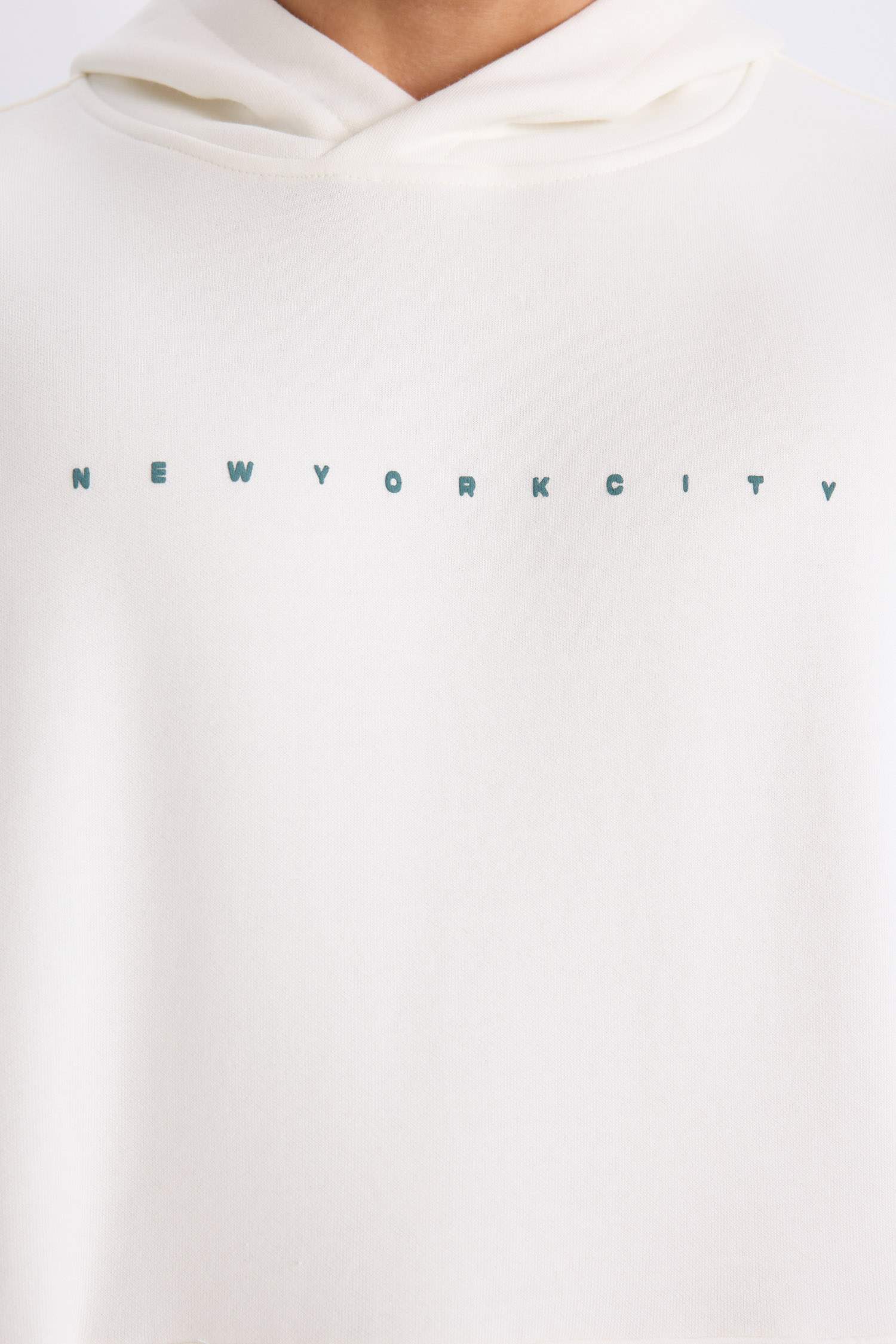 Boxy Fit Kapüşonlu Sırt Baskılı Sweatshirt