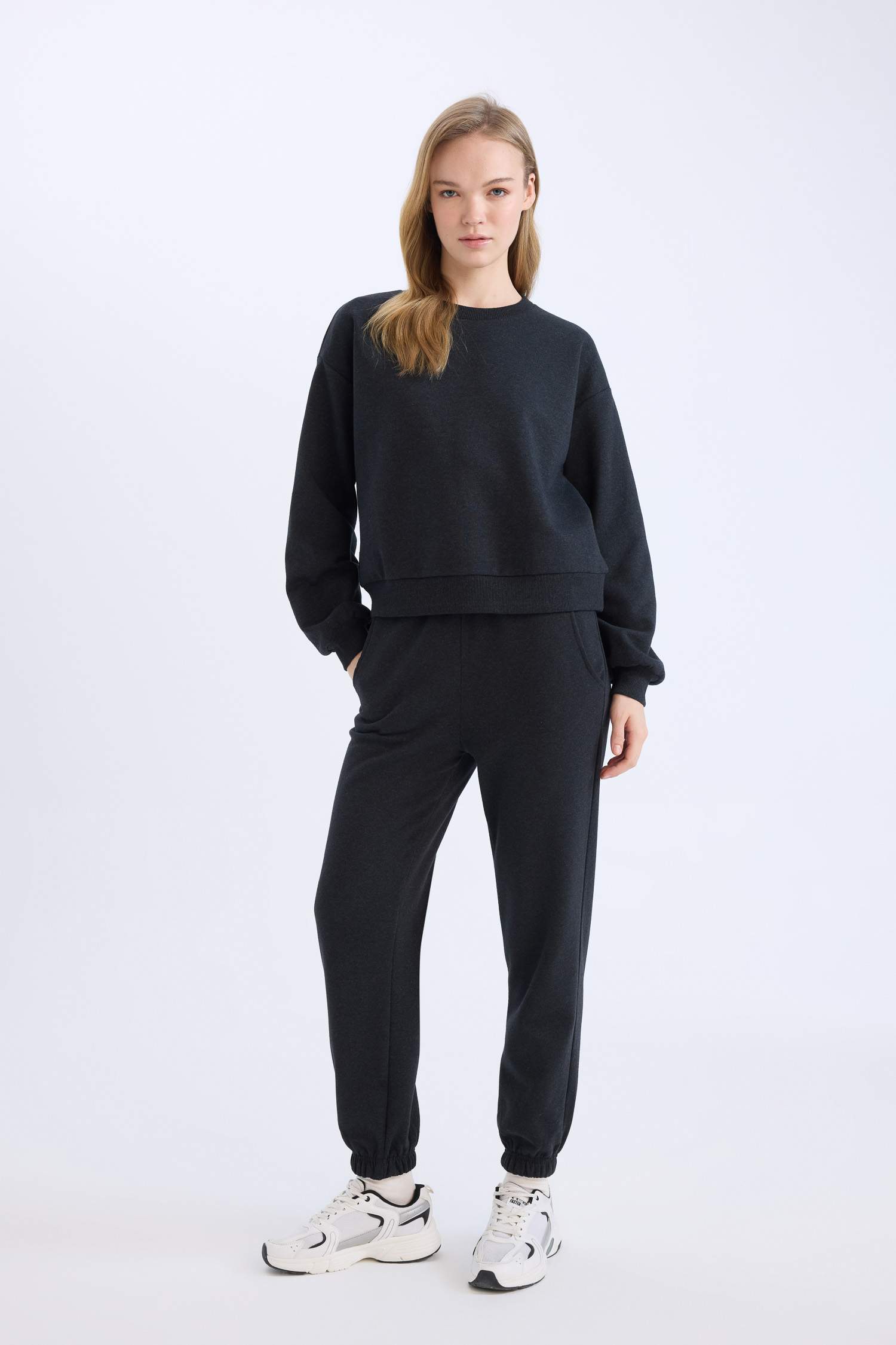 Regular Fit 2'li Takım Sweatshirt Beli Lastikli Jogger Eşofman Altı