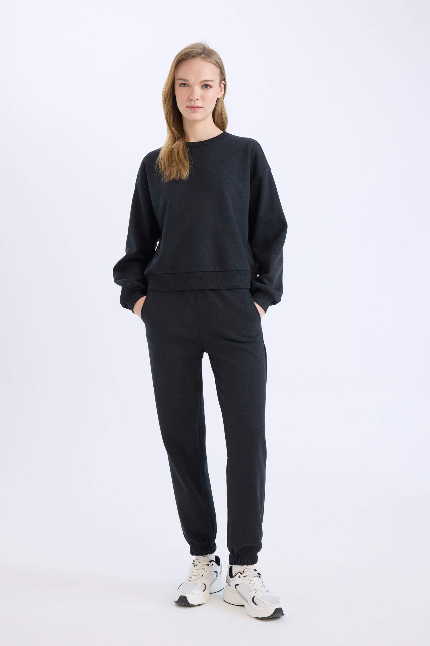 Regular Fit 2'li Takım Sweatshirt Beli Lastikli Jogger Eşofman Altı