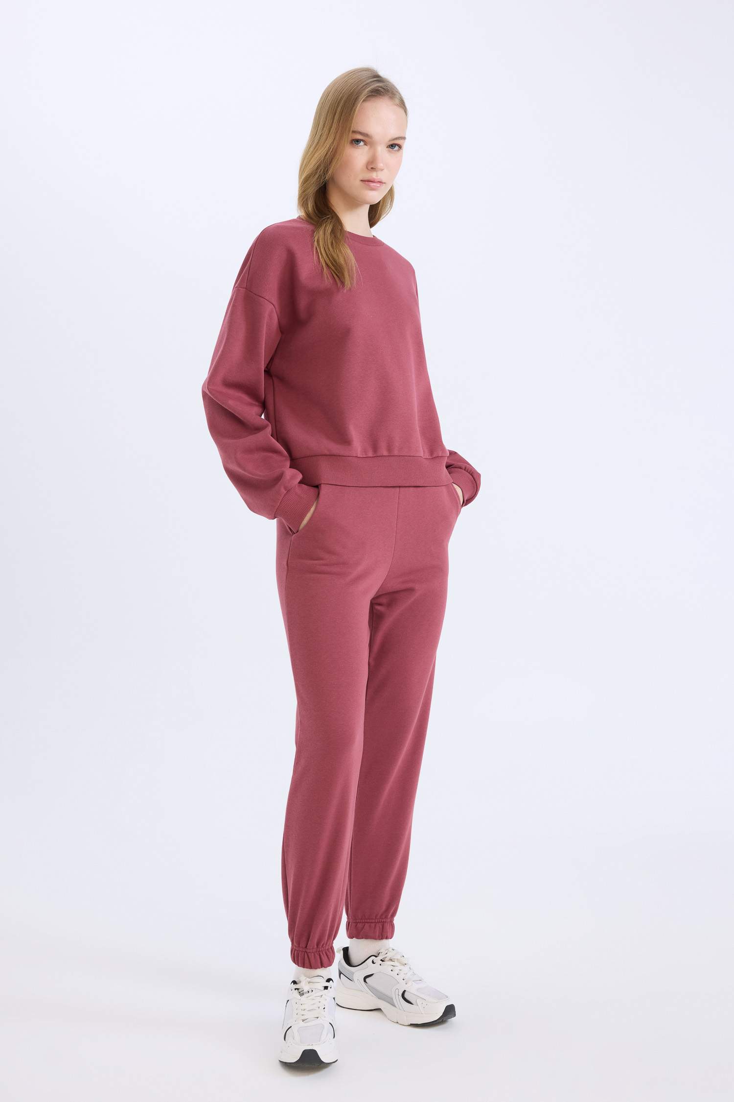 Regular Fit 2'li Takım Sweatshirt Beli Lastikli Jogger Eşofman Altı