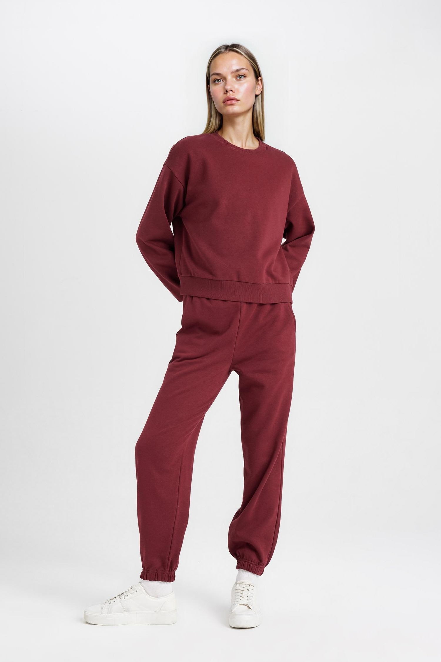 Regular Fit 2'li Takım Sweatshirt Beli Lastikli Jogger Eşofman Altı