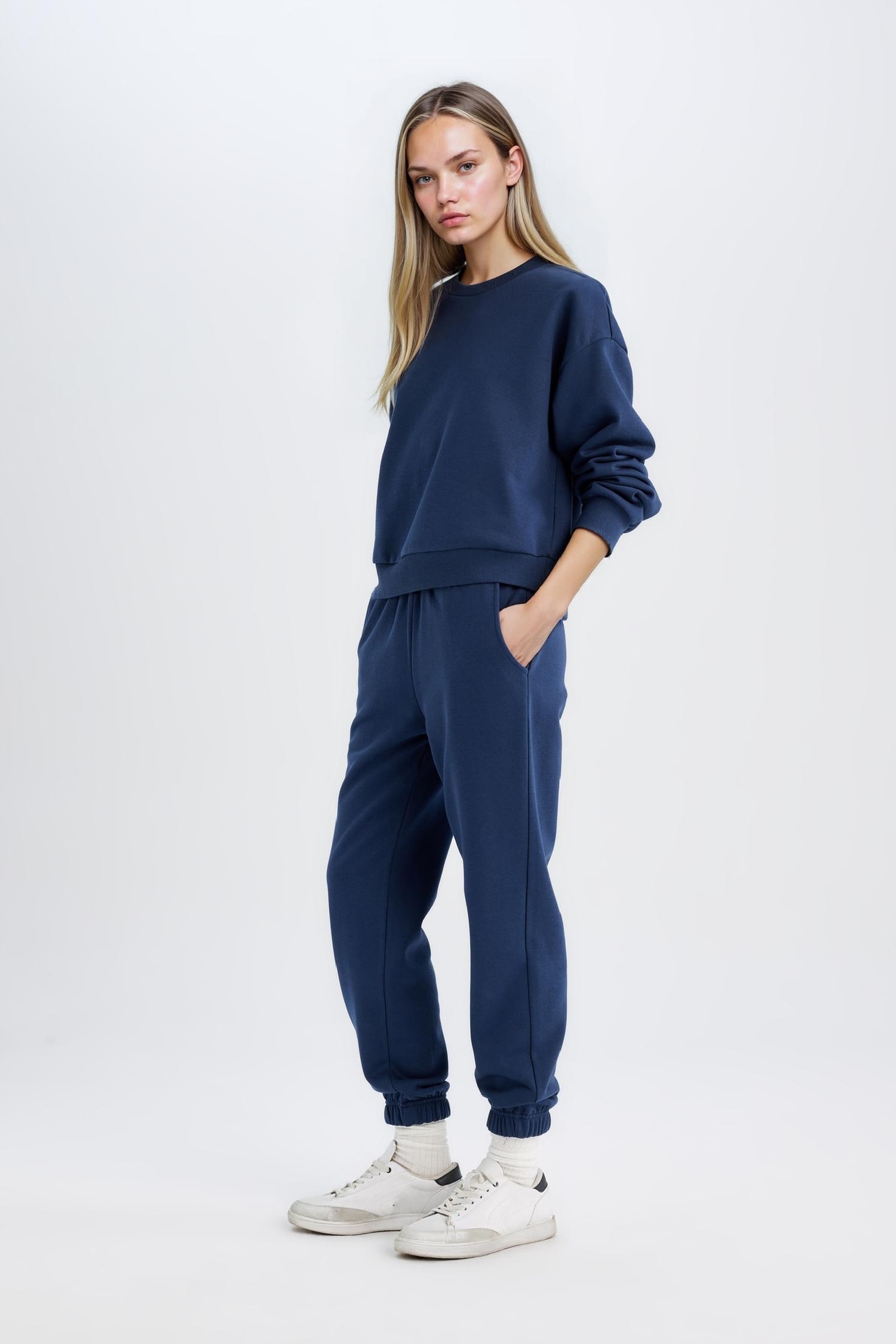 Regular Fit 2'li Takım Sweatshirt Beli Lastikli Jogger Eşofman Altı