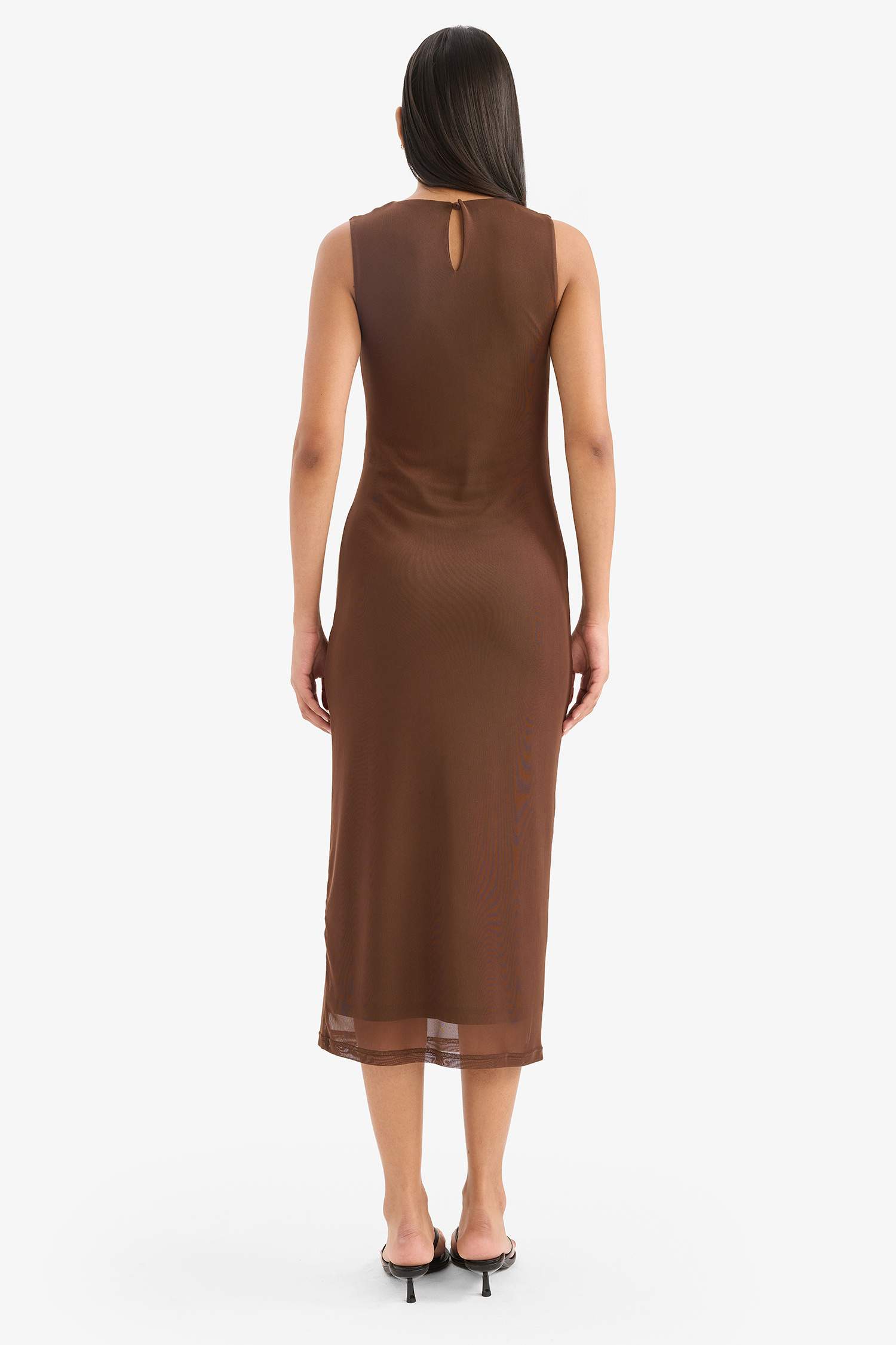 тығыз көйлек дөңгелек жаға жеңсіз Қысқа жеңді трикотаж көйлек