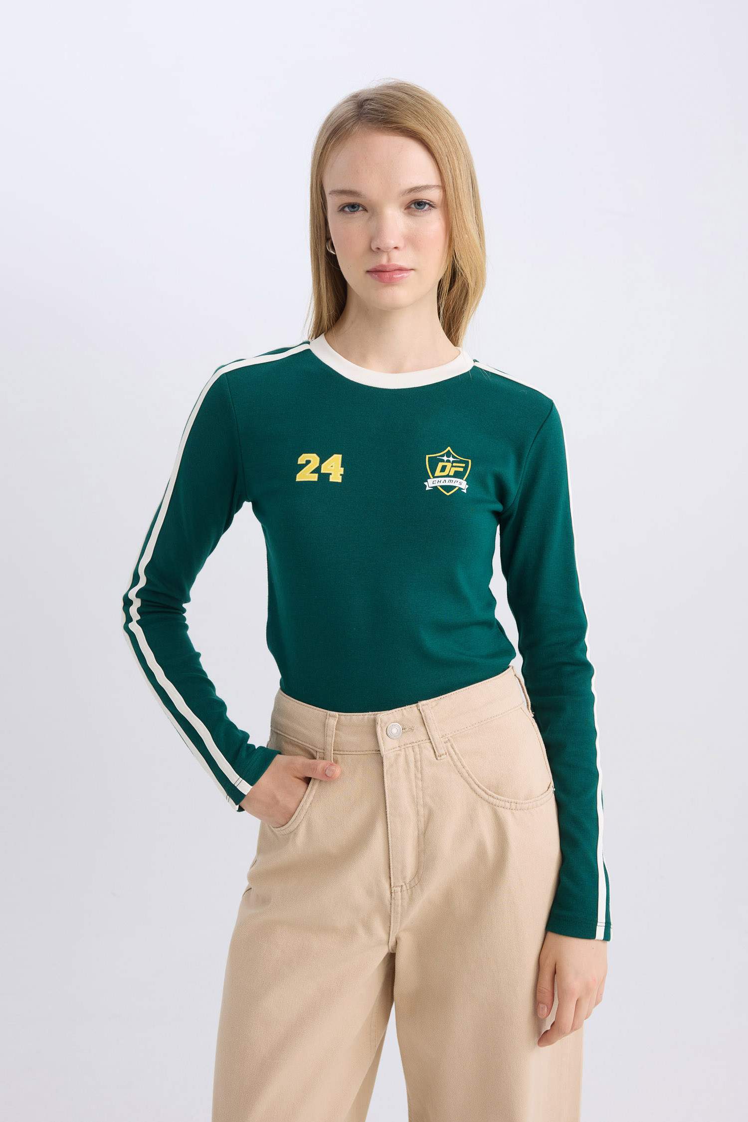 T-Shirt slim à Manches Longues en tricot