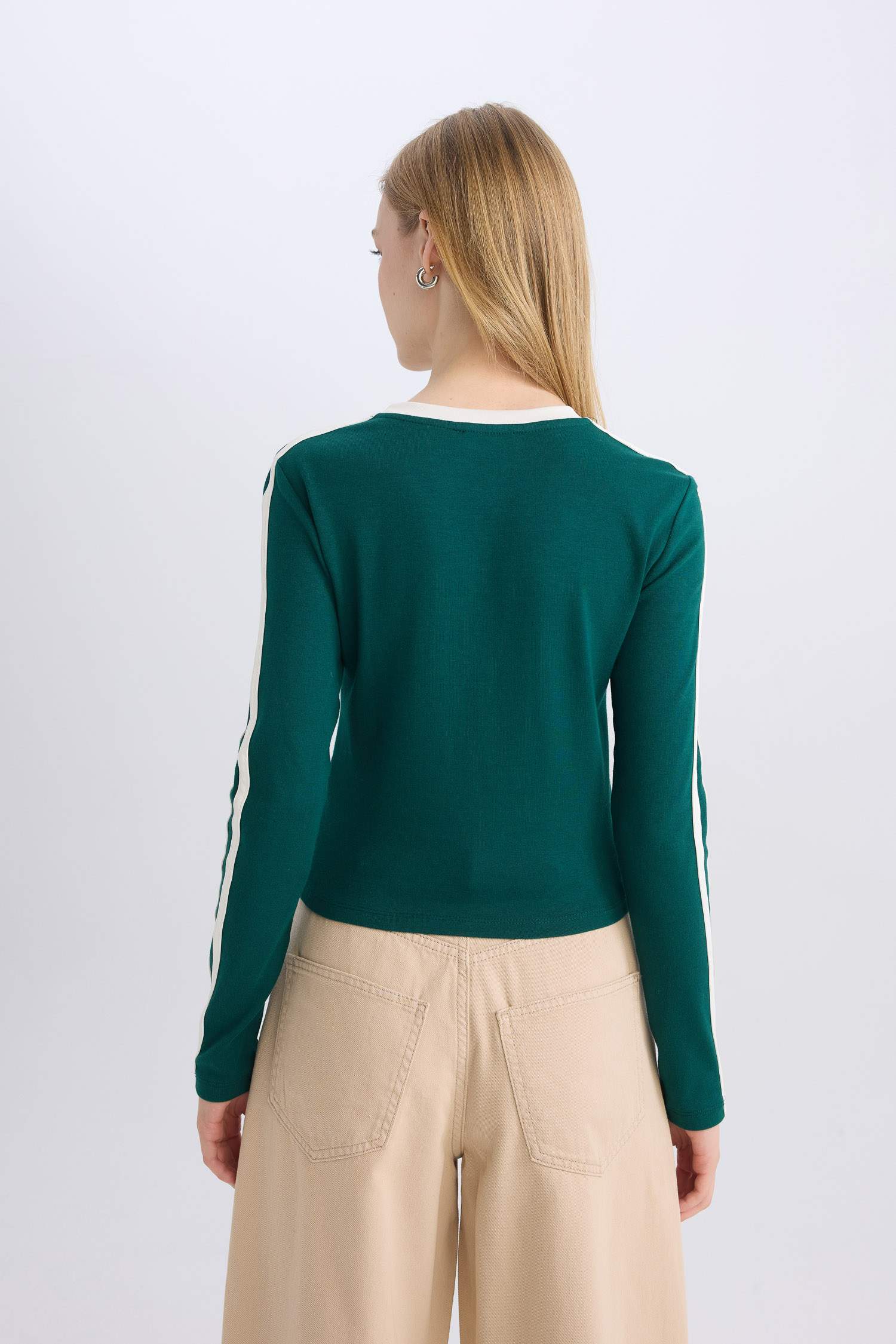 T-Shirt slim à Manches Longues en tricot