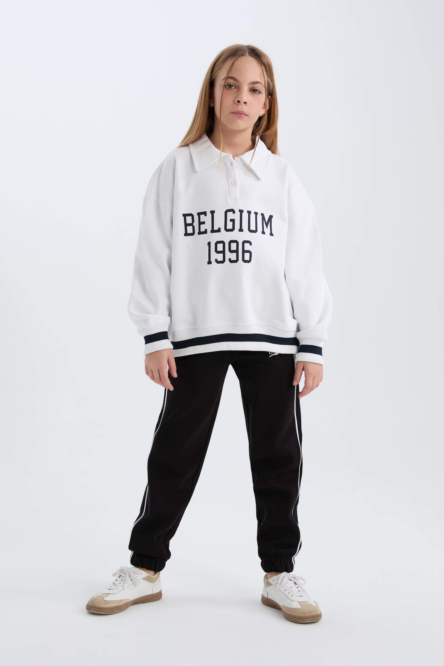 Kız Çocuk Beli Lastikli Baskılı Pamuklu Jogger Eşofman Altı