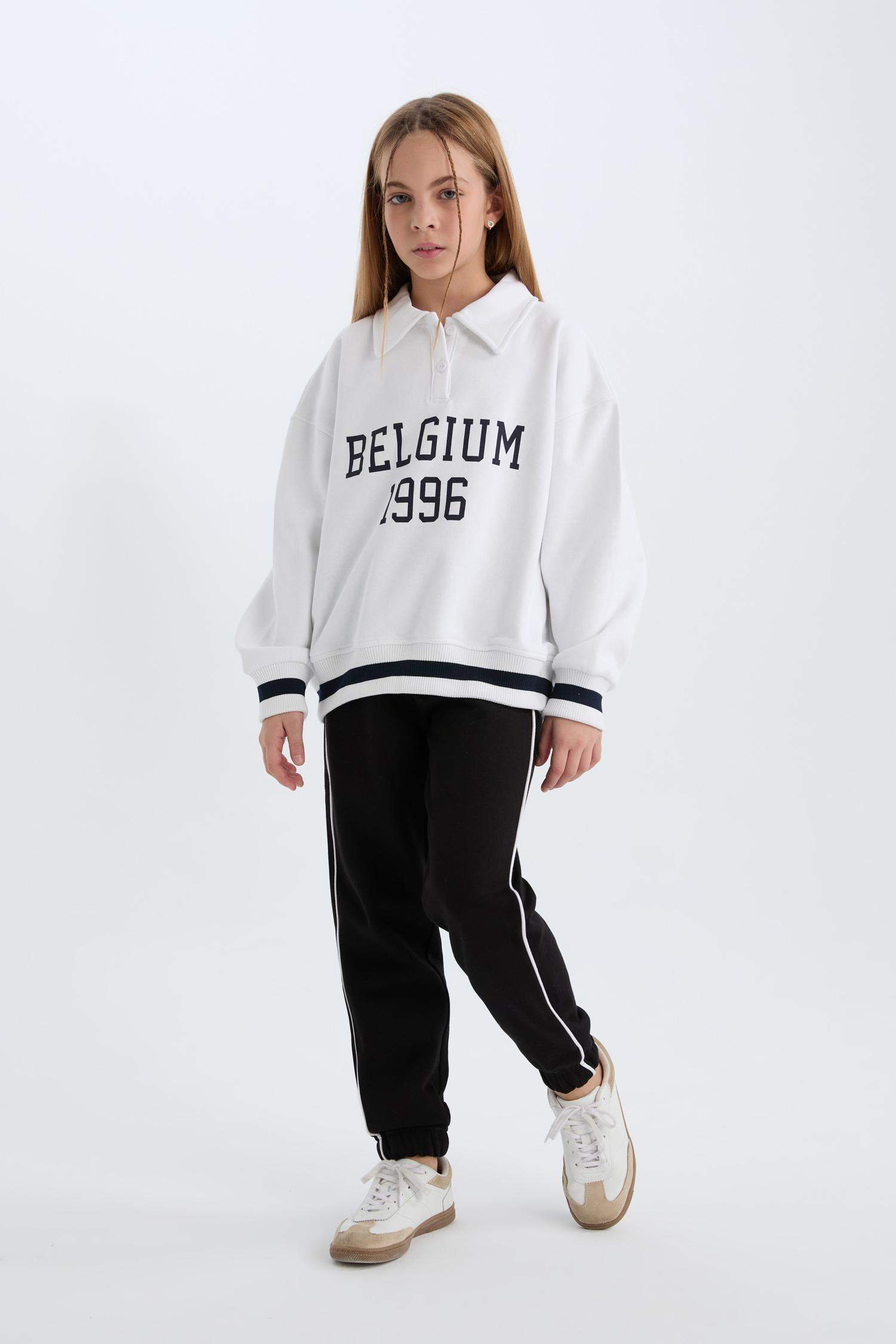 Kız Çocuk Beli Lastikli Baskılı Pamuklu Jogger Eşofman Altı