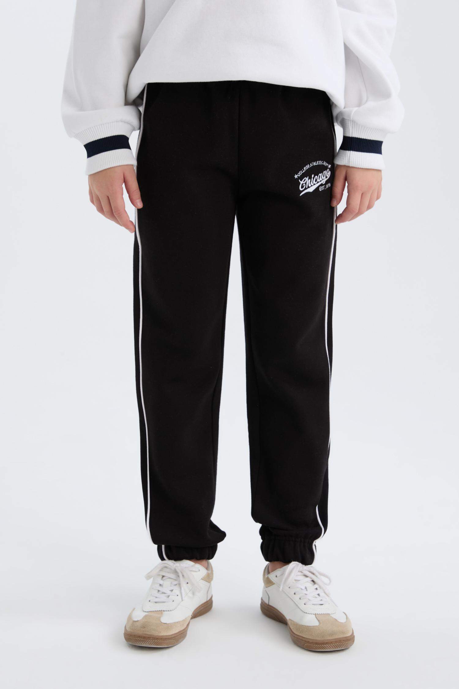 Kız Çocuk Beli Lastikli Baskılı Pamuklu Jogger Eşofman Altı