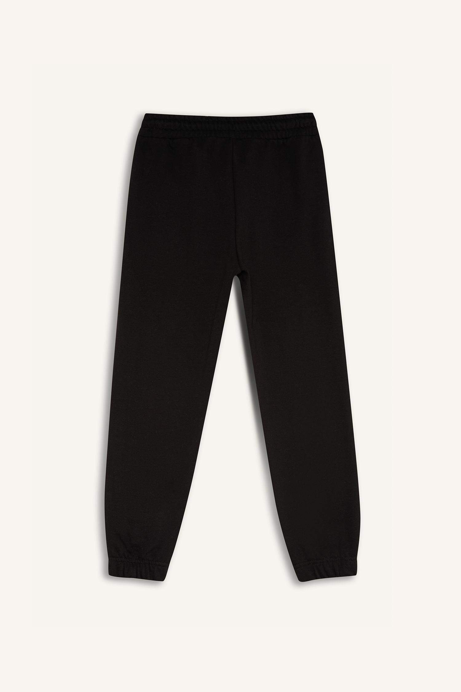 Kız Çocuk Beli Lastikli Baskılı Pamuklu Jogger Eşofman Altı