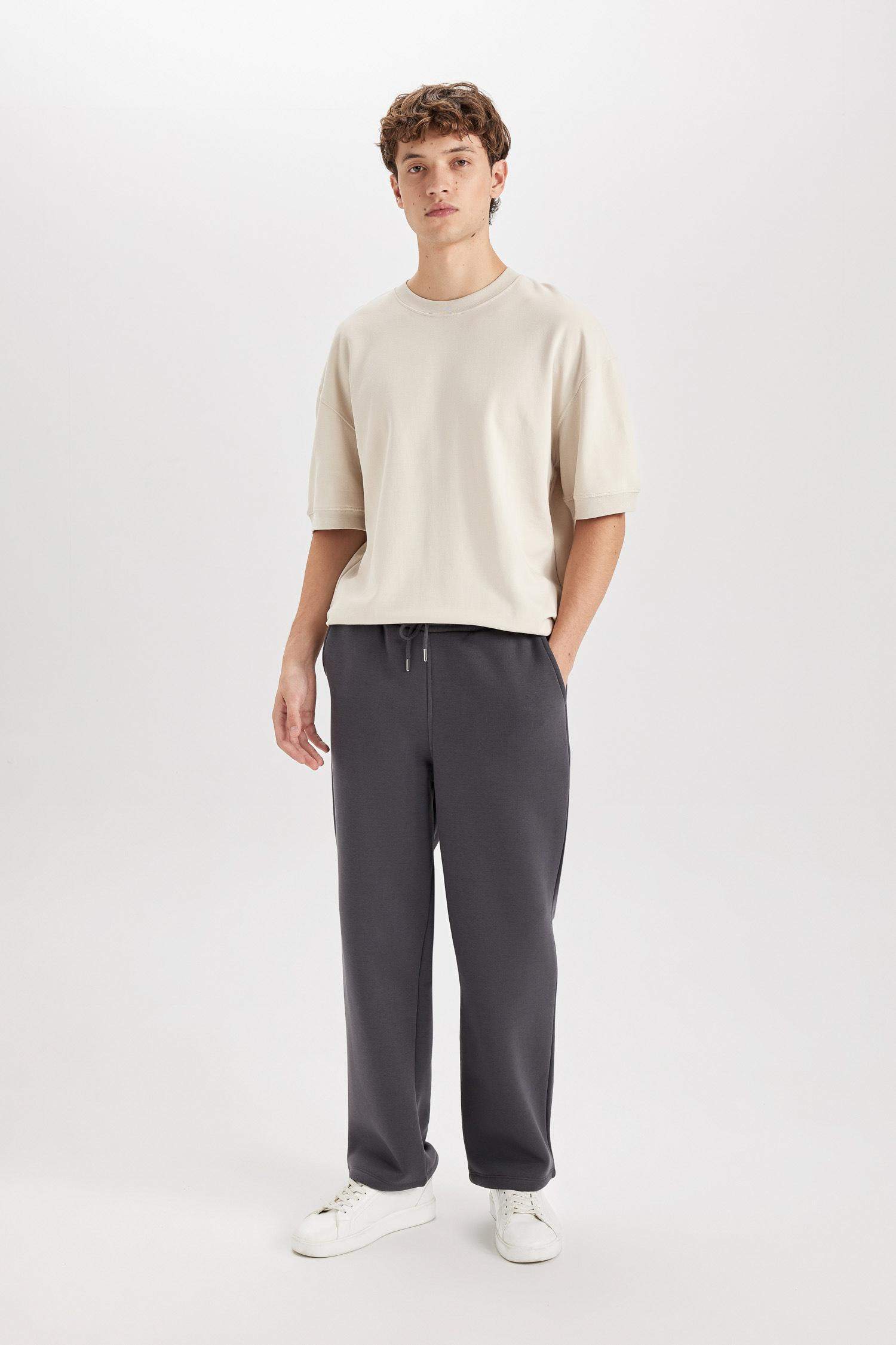 Relax Fit Kalın Eşofman Altı Üç Cepli Düz Paça