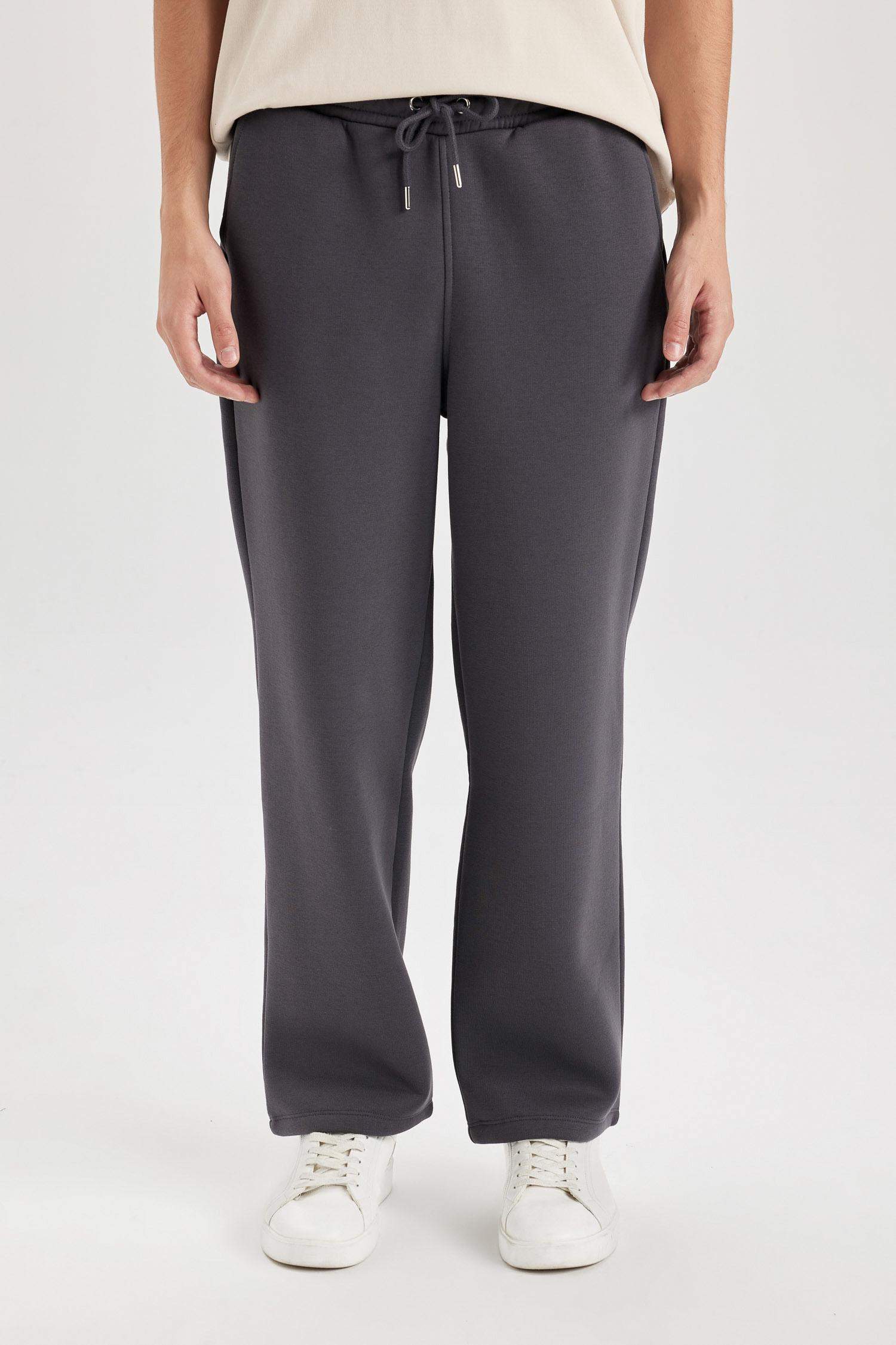 Relax Fit Kalın Eşofman Altı Üç Cepli Düz Paça