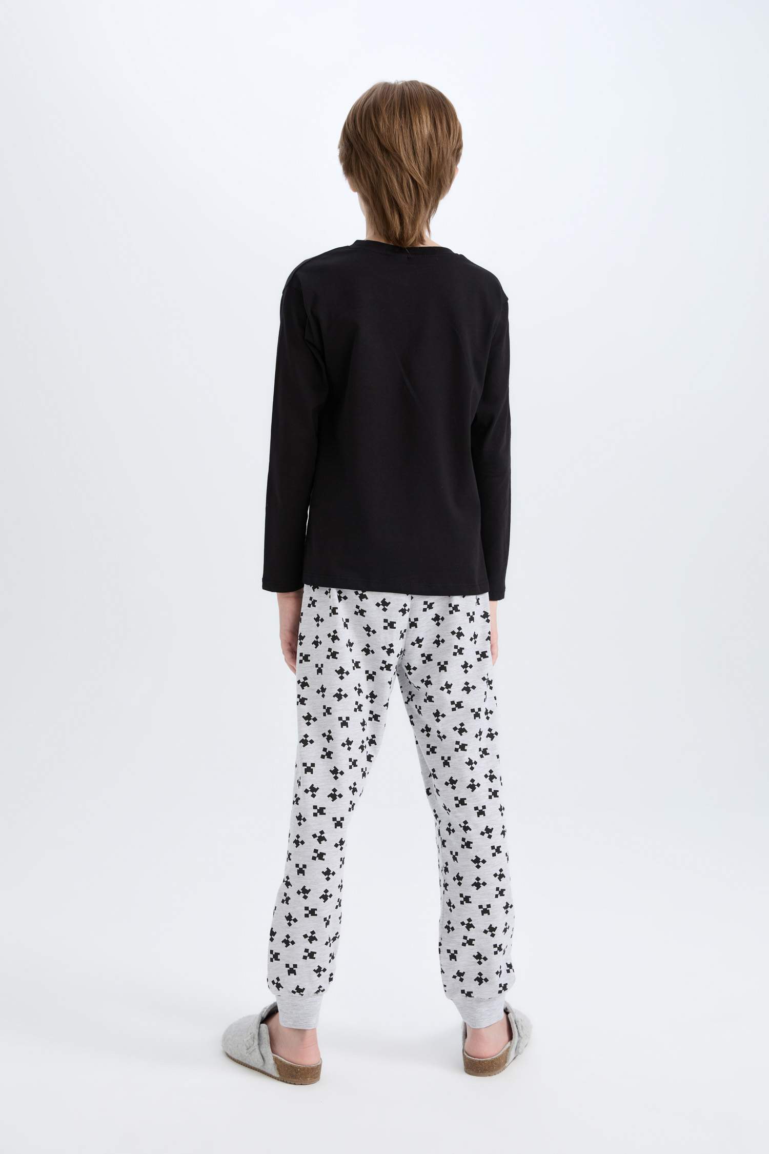 Erkek Çocuk Minecraft Pijama Takımı Uzun Kollu Üst Beli Lastikli Uzun Alt