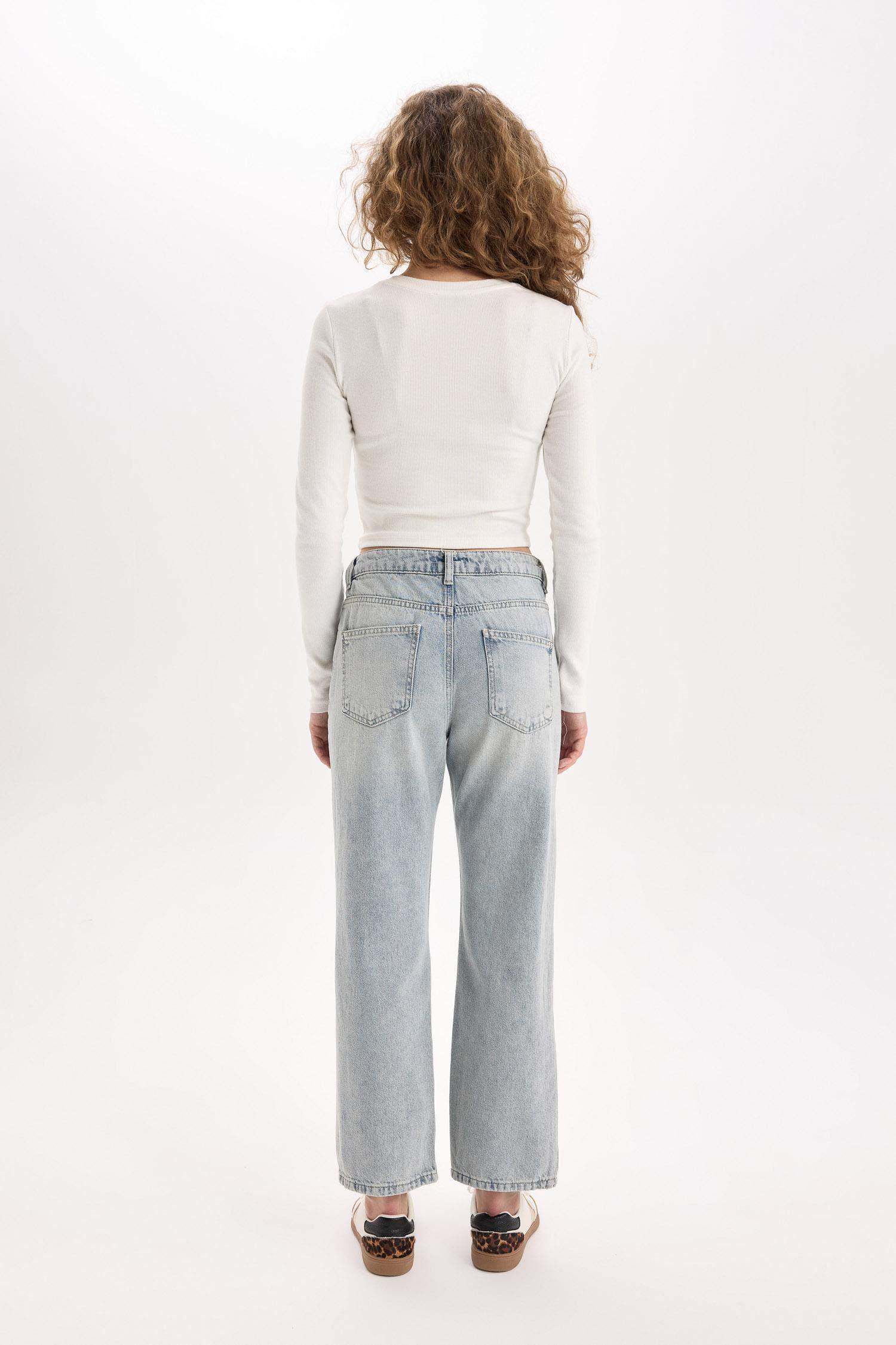 سروال جينز قصة مستقيمة