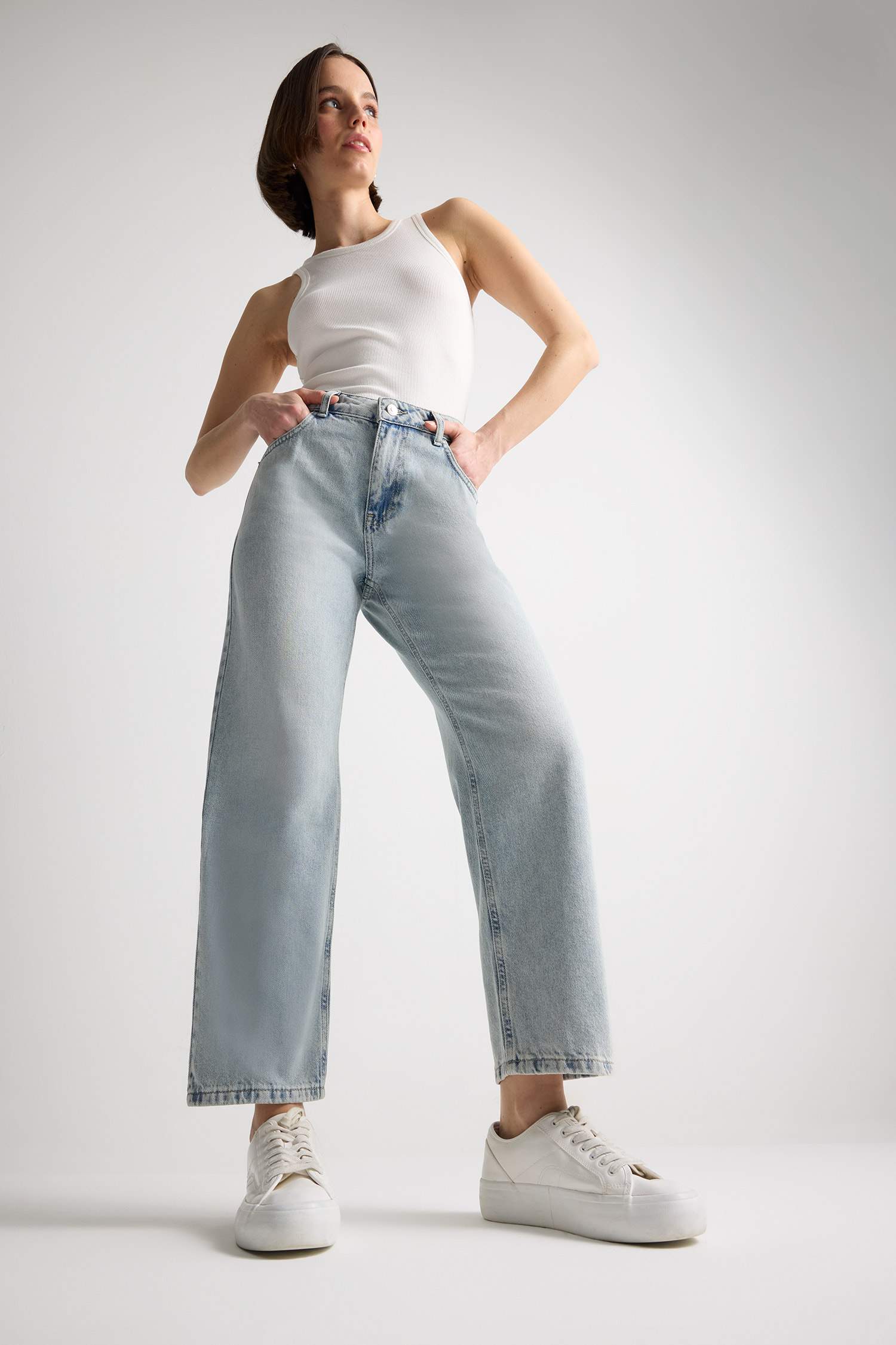 سروال جينز قصة مستقيمة