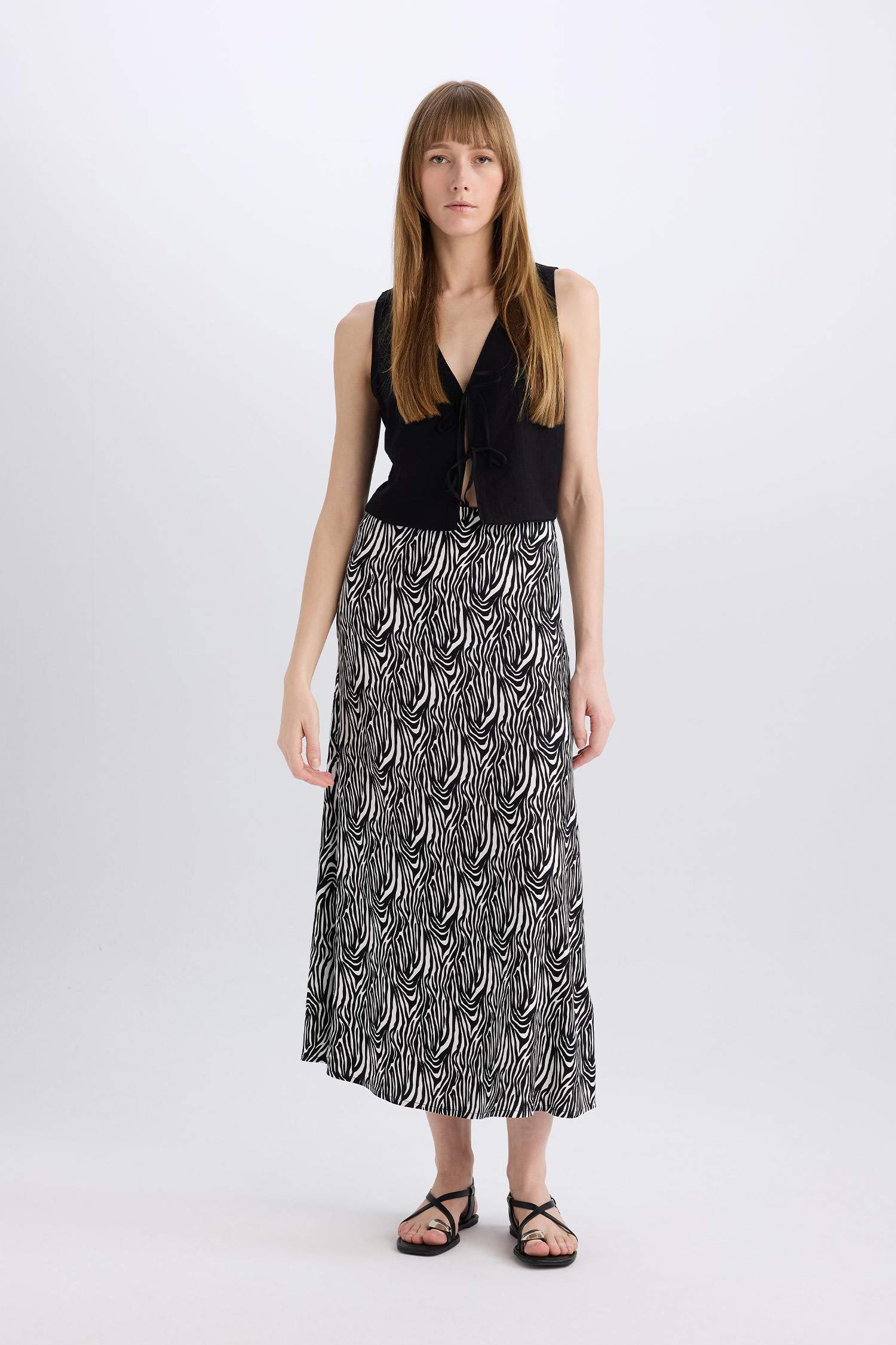 Юбка макси A-силуэта с принтом и нормальной талией в марокканском стиле