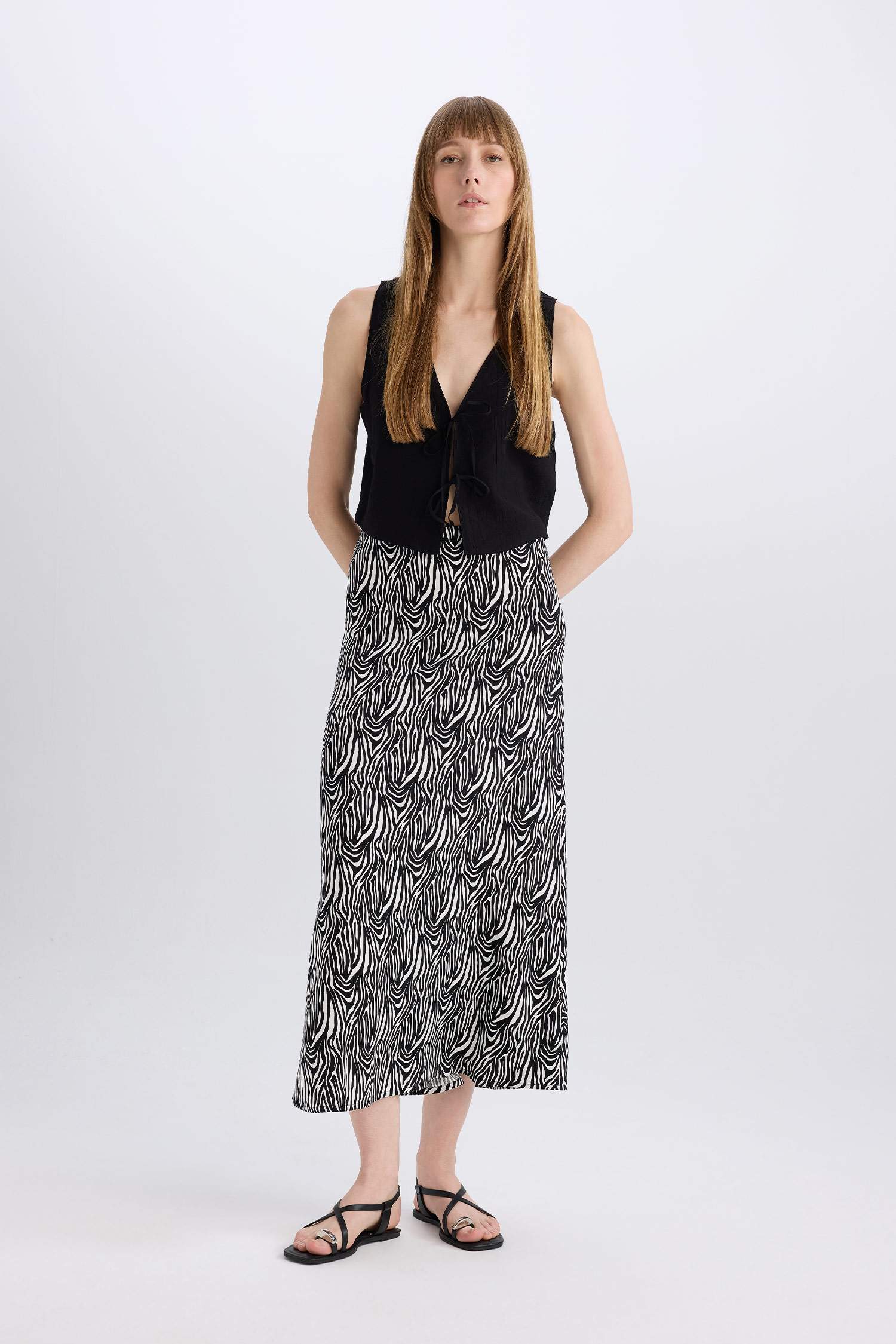 Юбка макси A-силуэта с принтом и нормальной талией в марокканском стиле