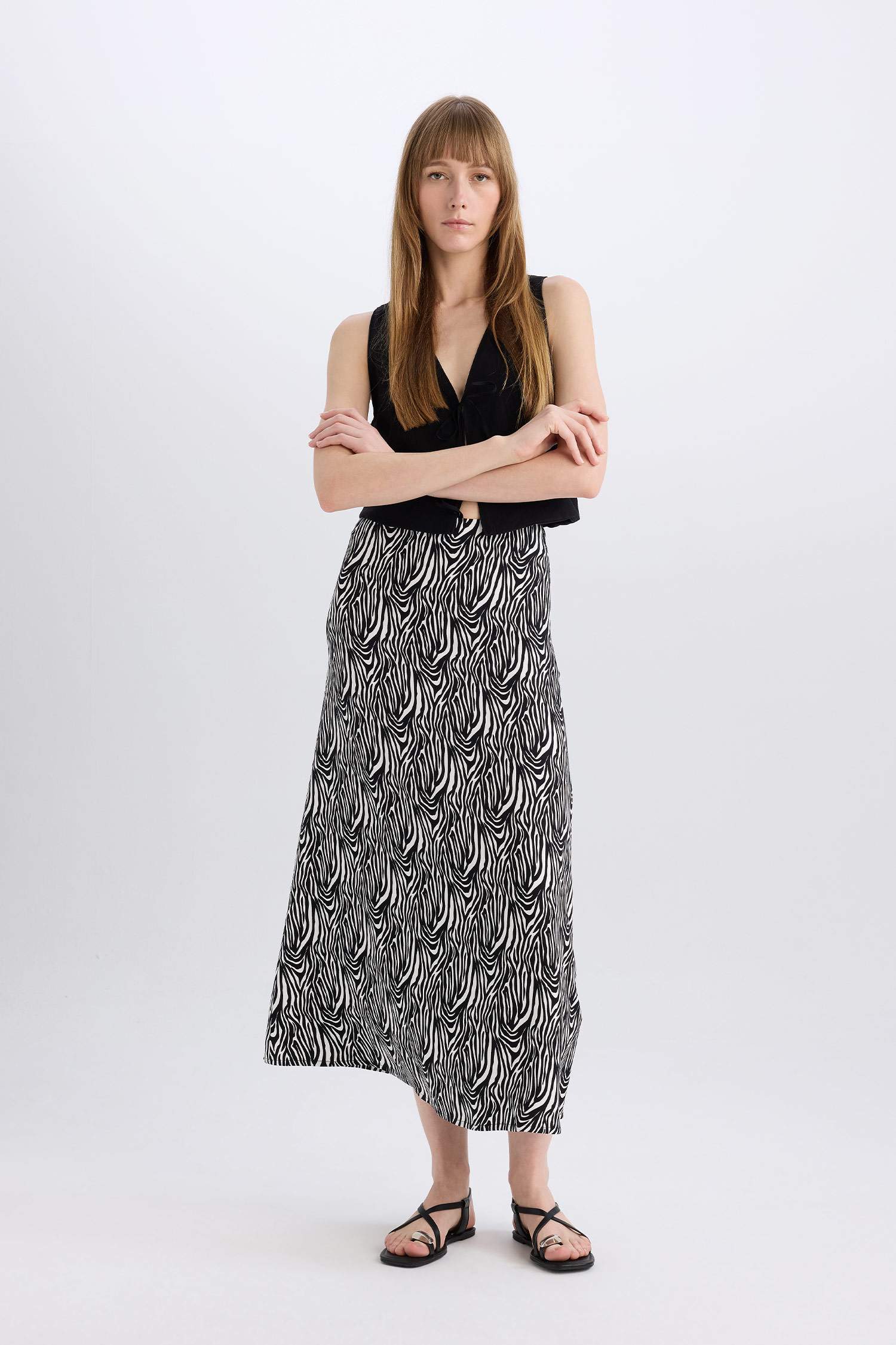 Юбка макси A-силуэта с принтом и нормальной талией в марокканском стиле