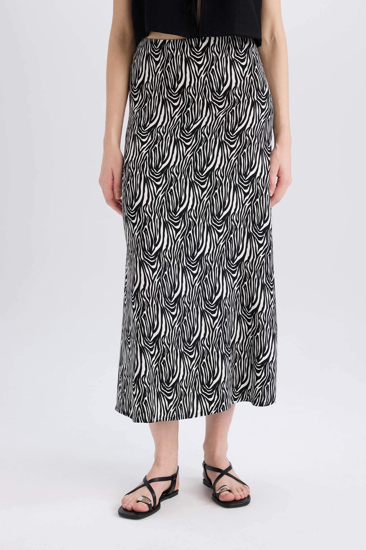 Юбка макси A-силуэта с принтом и нормальной талией в марокканском стиле