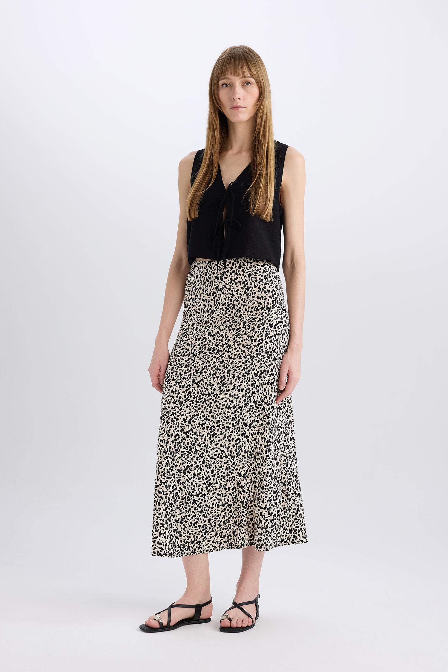Макси-юбка с нормальной талией и рисунком животных в форме 