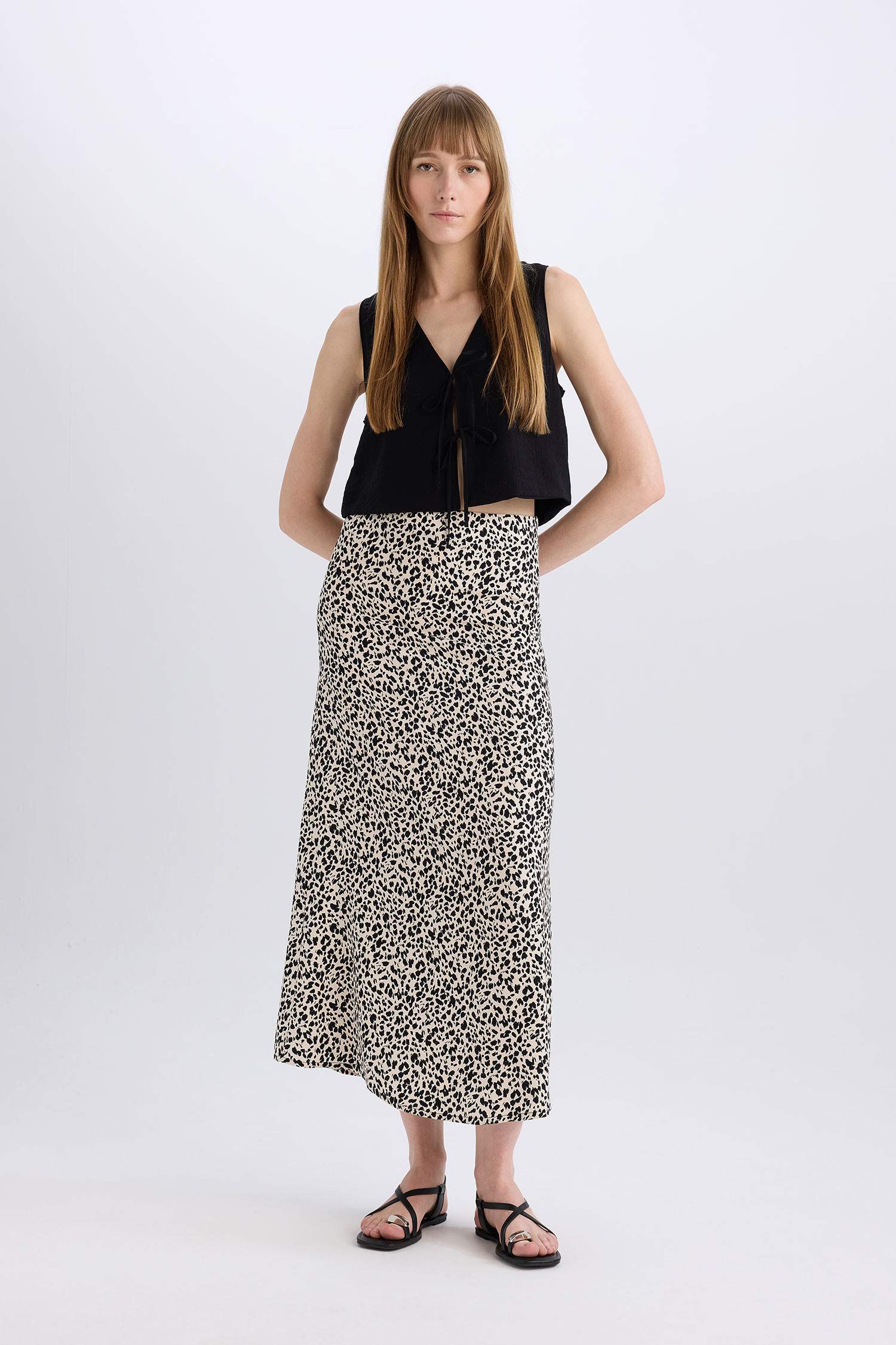 Макси-юбка с нормальной талией и рисунком животных в форме 