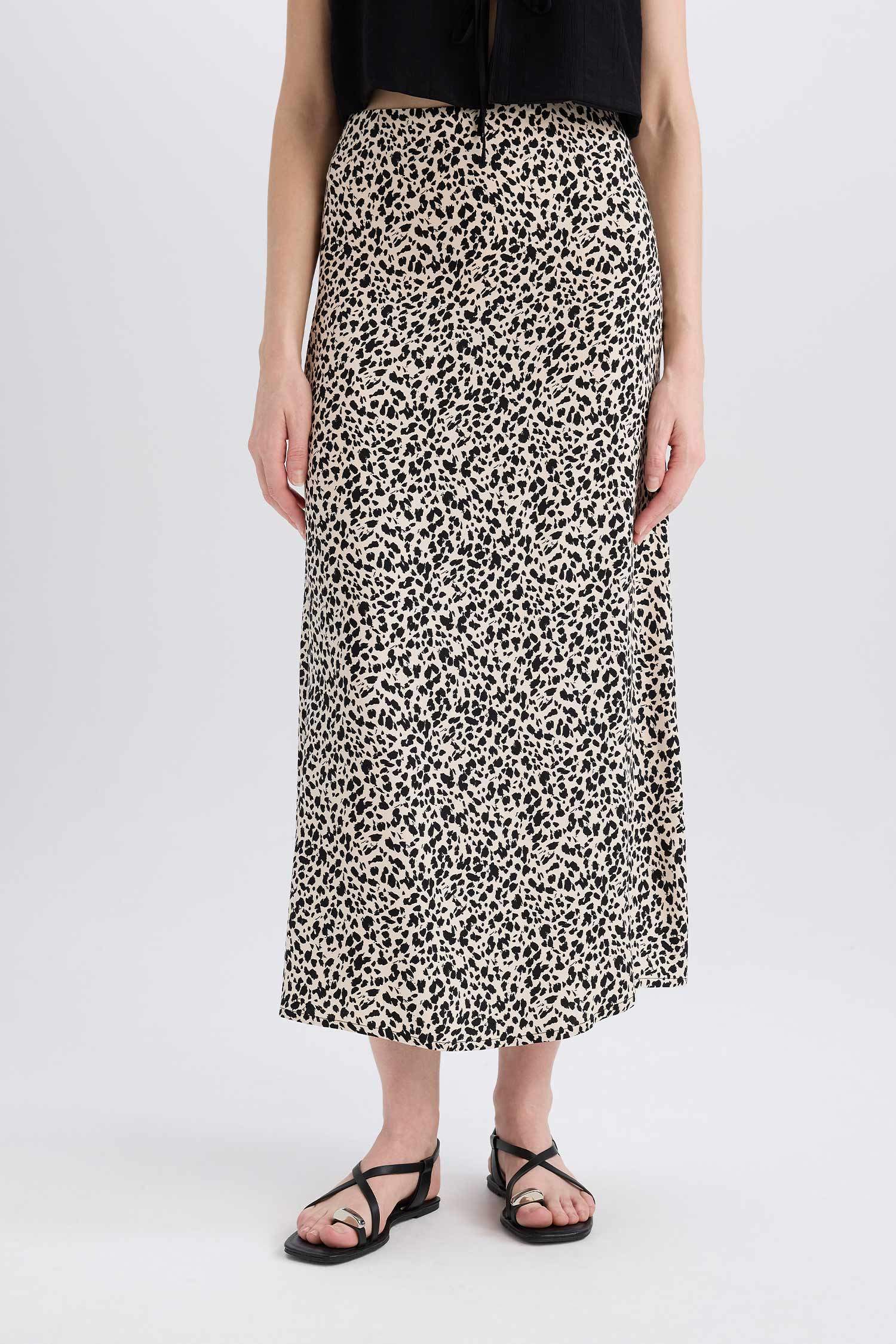 Макси-юбка с нормальной талией и рисунком животных в форме 