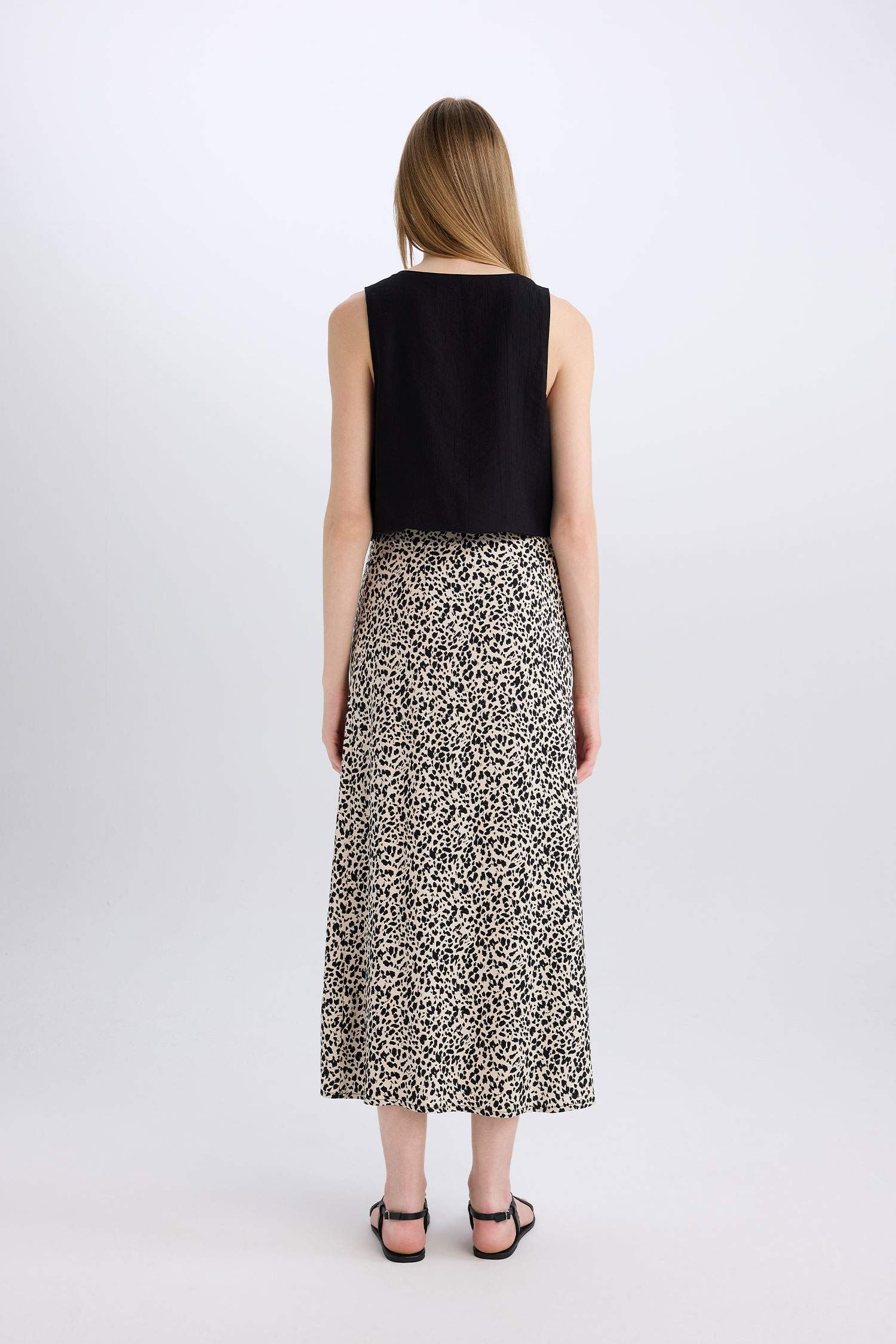 Макси-юбка с нормальной талией и рисунком животных в форме 