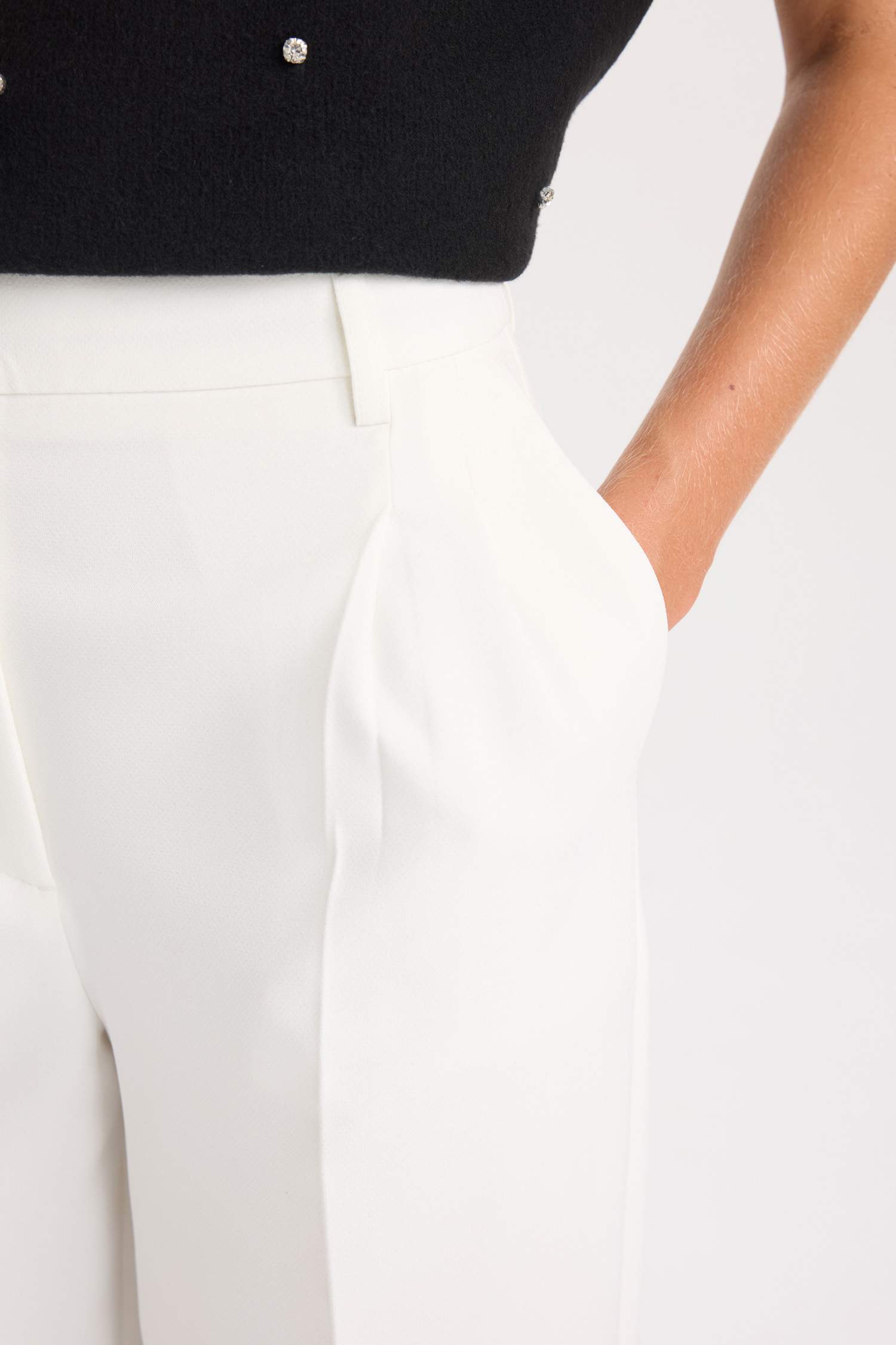 Wide Leg Dokuma Pantolon Geniş Bol Paça Pensli Cepli Yüksek Bel Basic Düz Uzun Boy