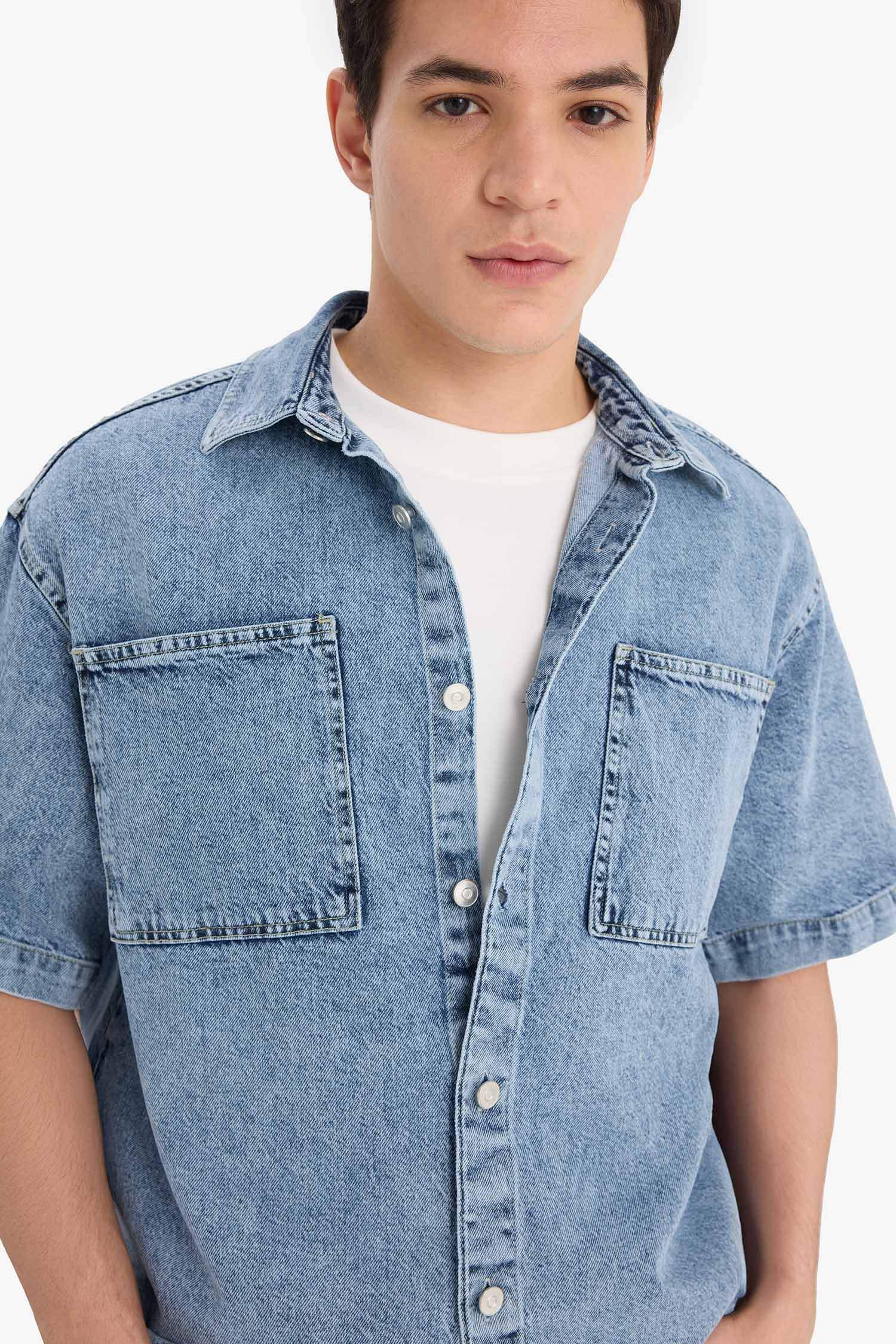Relax Fit Summer Cotton Denim Shirt