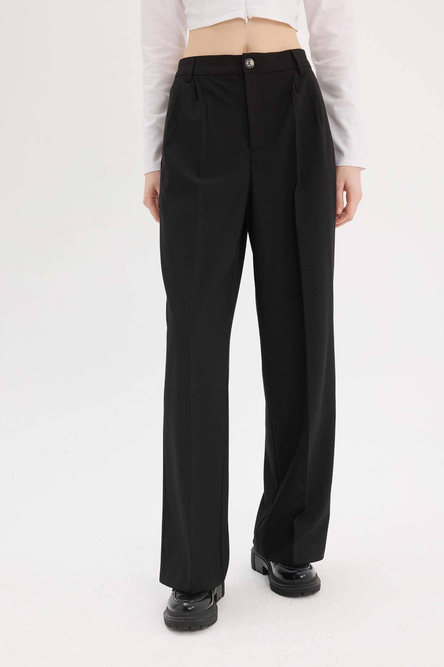 Klasik Kumaş Pantolon Wide Leg Geniş Bol Paça Fleto Cepli Yüksek Bel Standart Boy Basic Düz