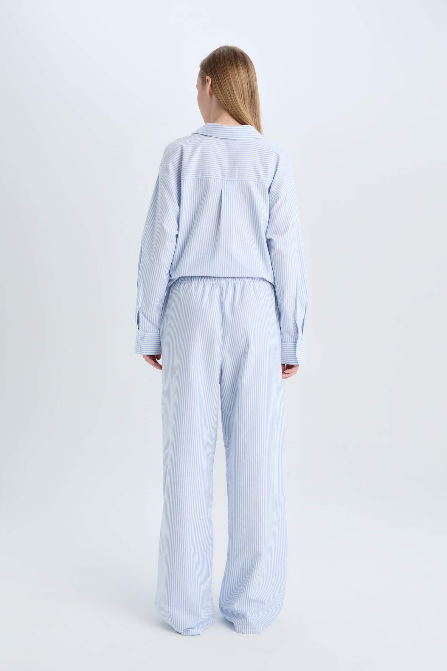 Coool брюки с широкими штанинами, полосками и высокой талией из оксфордской ткани