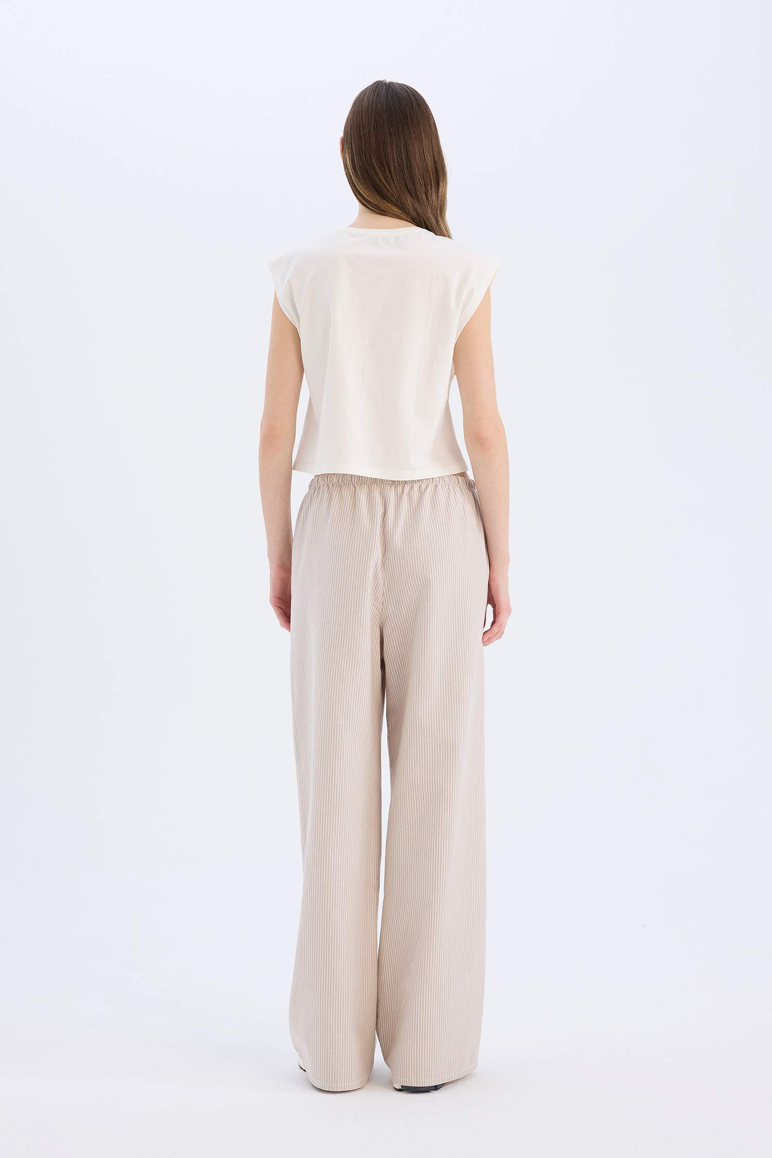 Брюки-клеш в полоску с высокой талией, Коллекция Coool