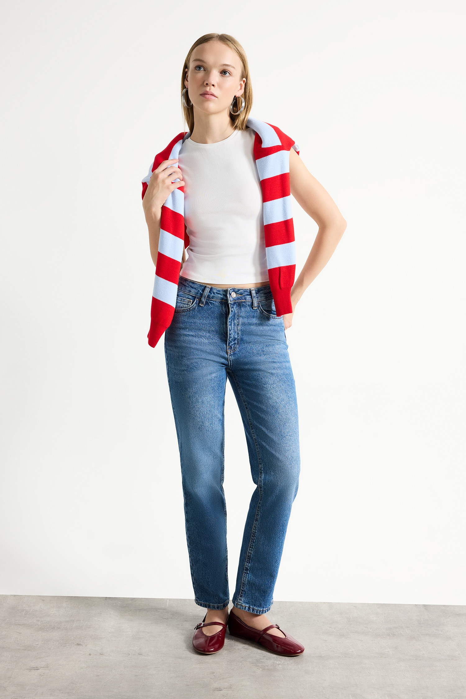 DeFacto Comfort Straight Bilek Boyu Jean Pantolon