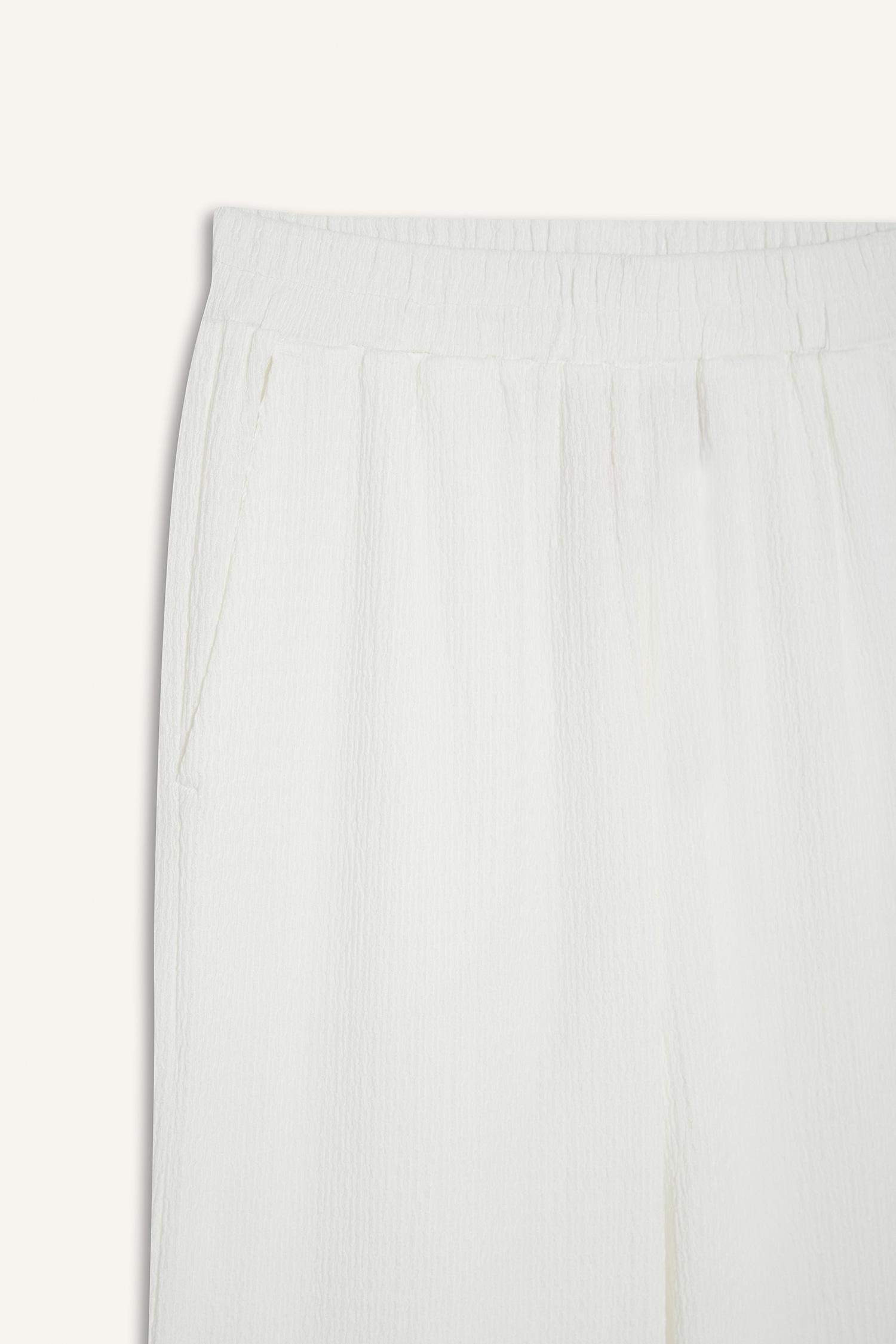 Coool Wide Leg Beli Lastikli Krep Pantolon