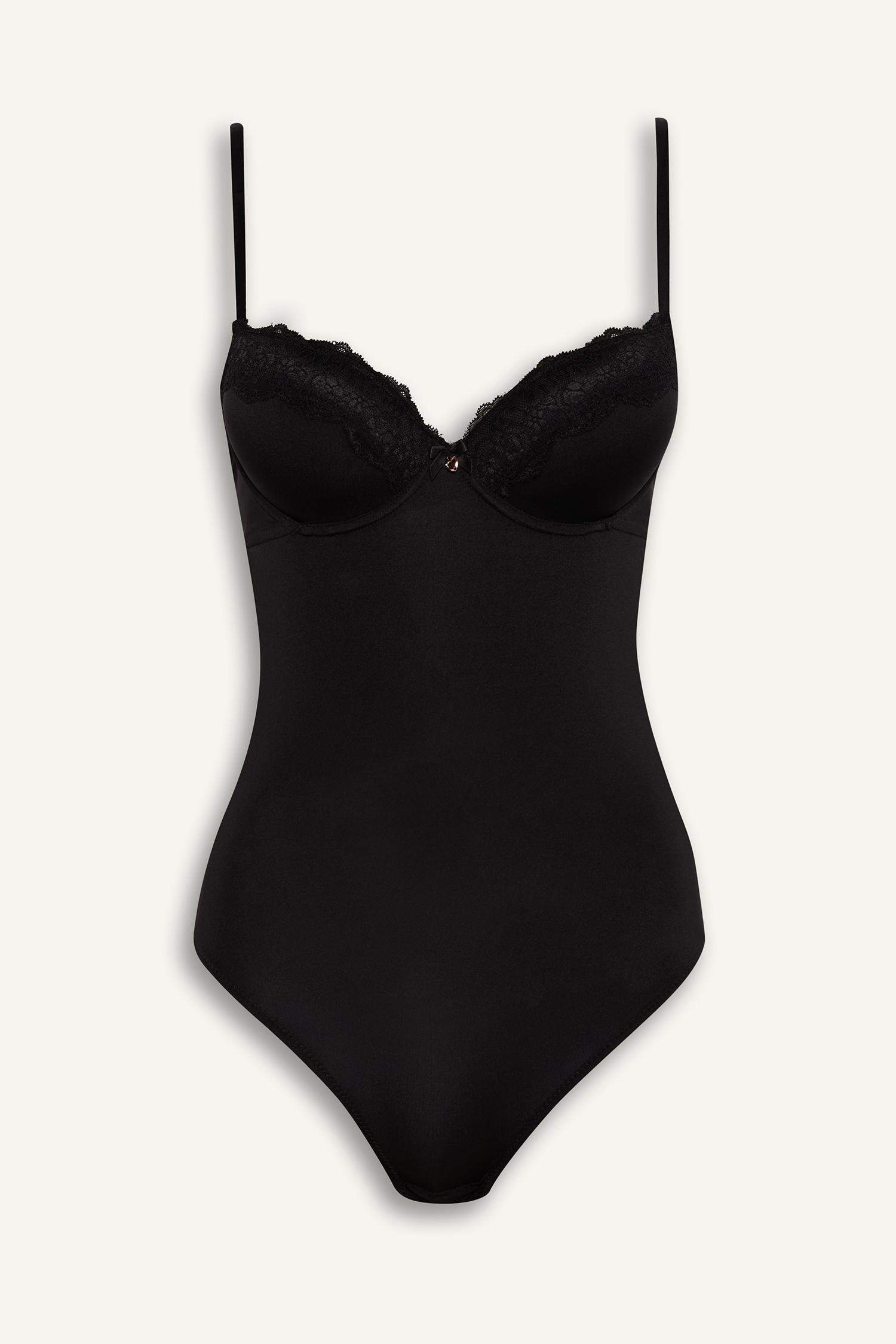 Yarım Dolgulu Dantel Detaylı Bodysuit-Fall in Love