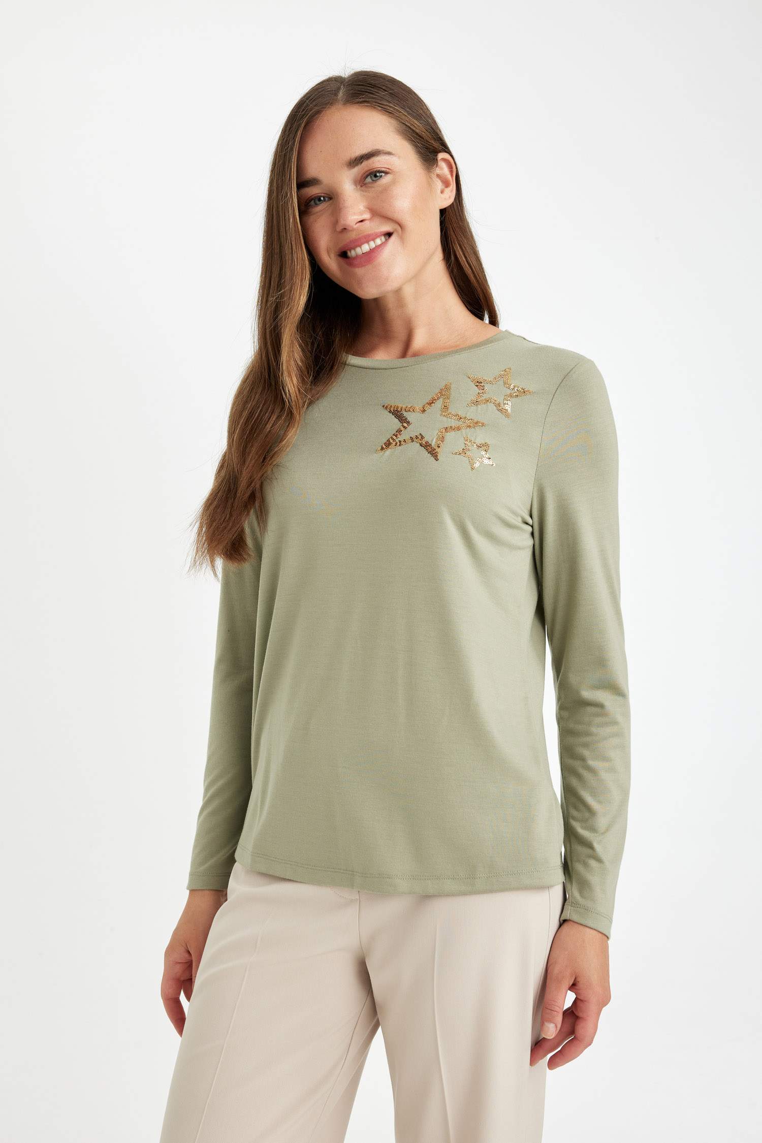 Regular Fit Crew Neck Long Sleeve T-Shirt