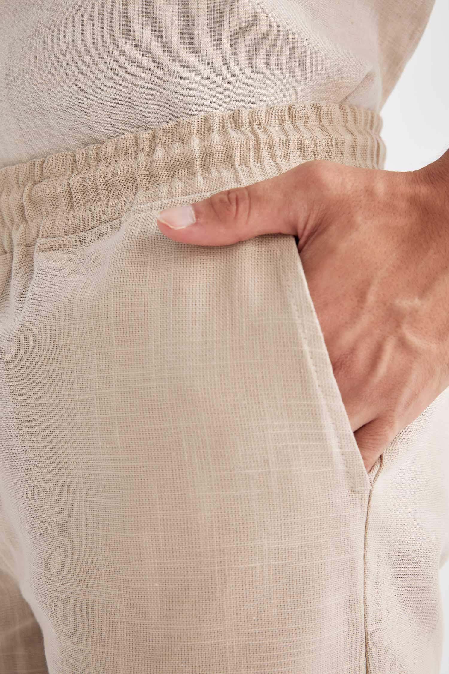 Short Bermuda en coton à taille élastique et poches