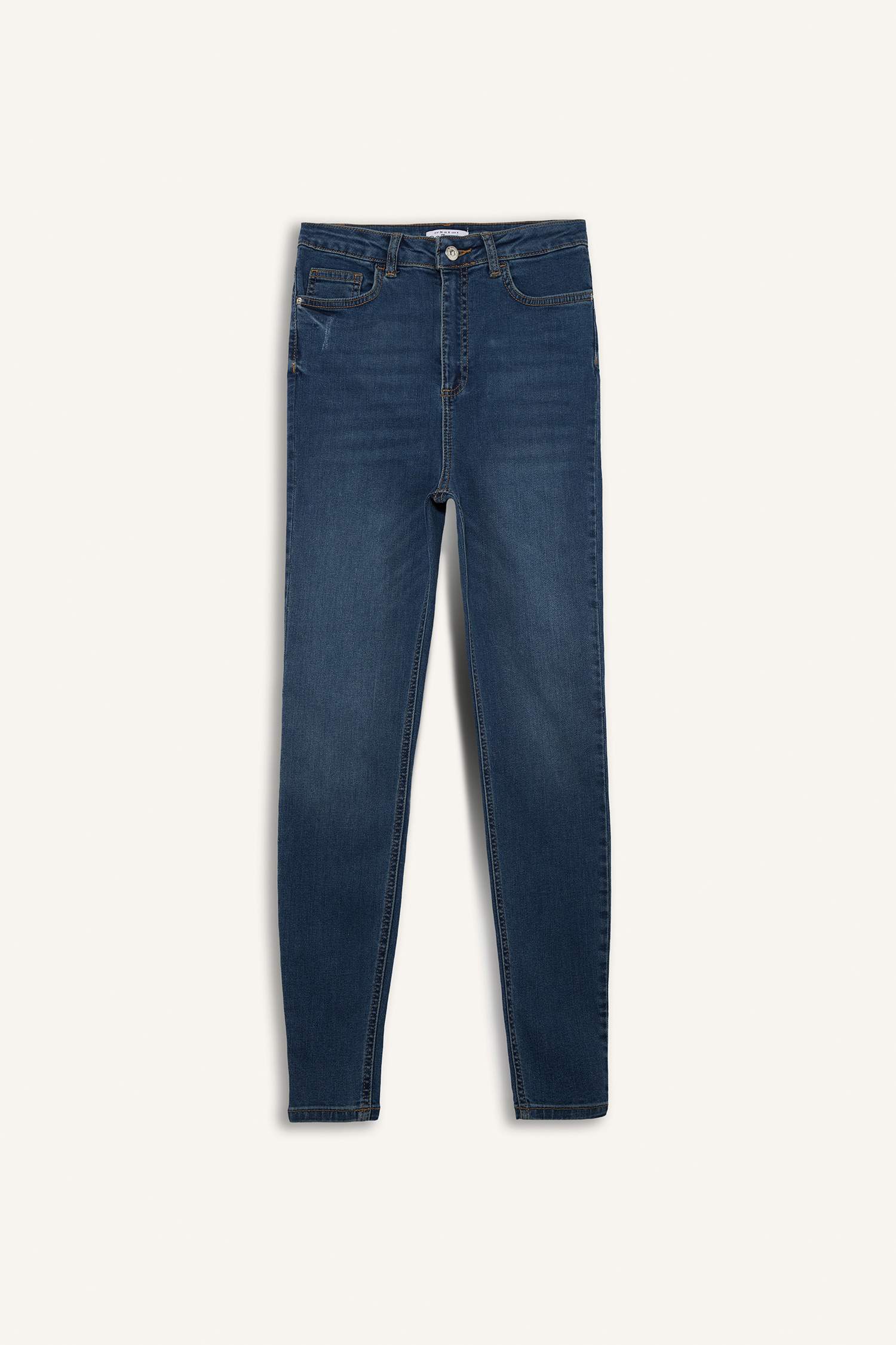 Anna Skinny Fit Yüksek Bel Düz Paça Uzun Jean Taş Yıkama Pantolon